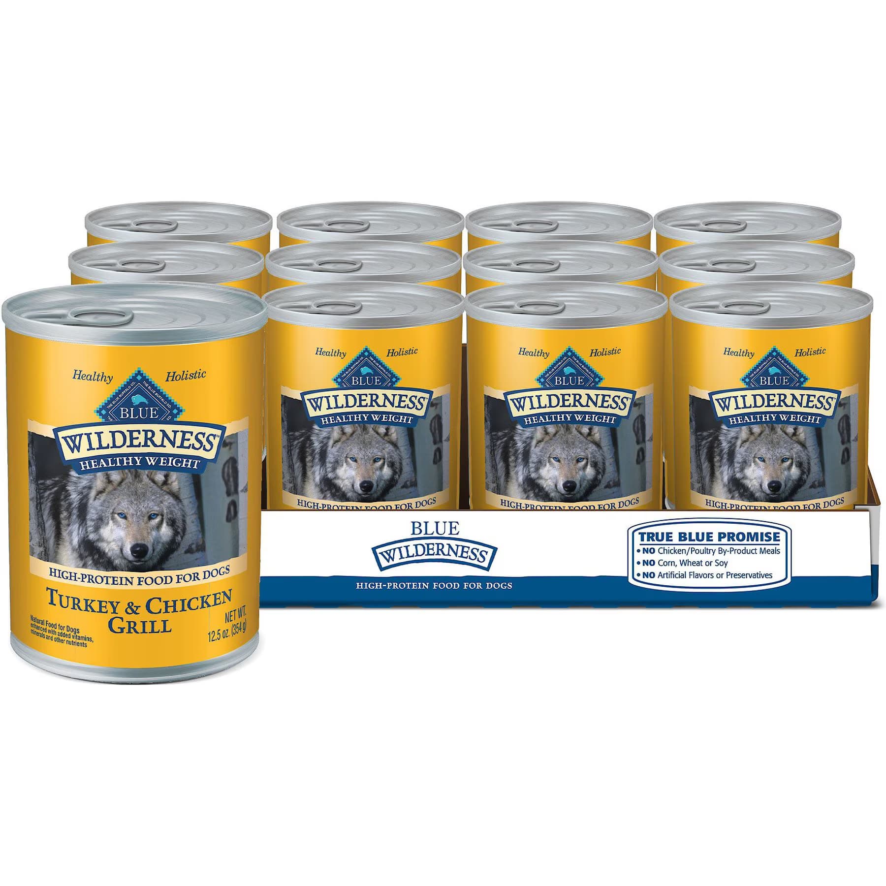 Blue Buffalo Blue Buffalo Wilderness Healthy Weight Turkey & Chicken Grill Grain-Free Adult Canned Dog Food, 12.5-oz