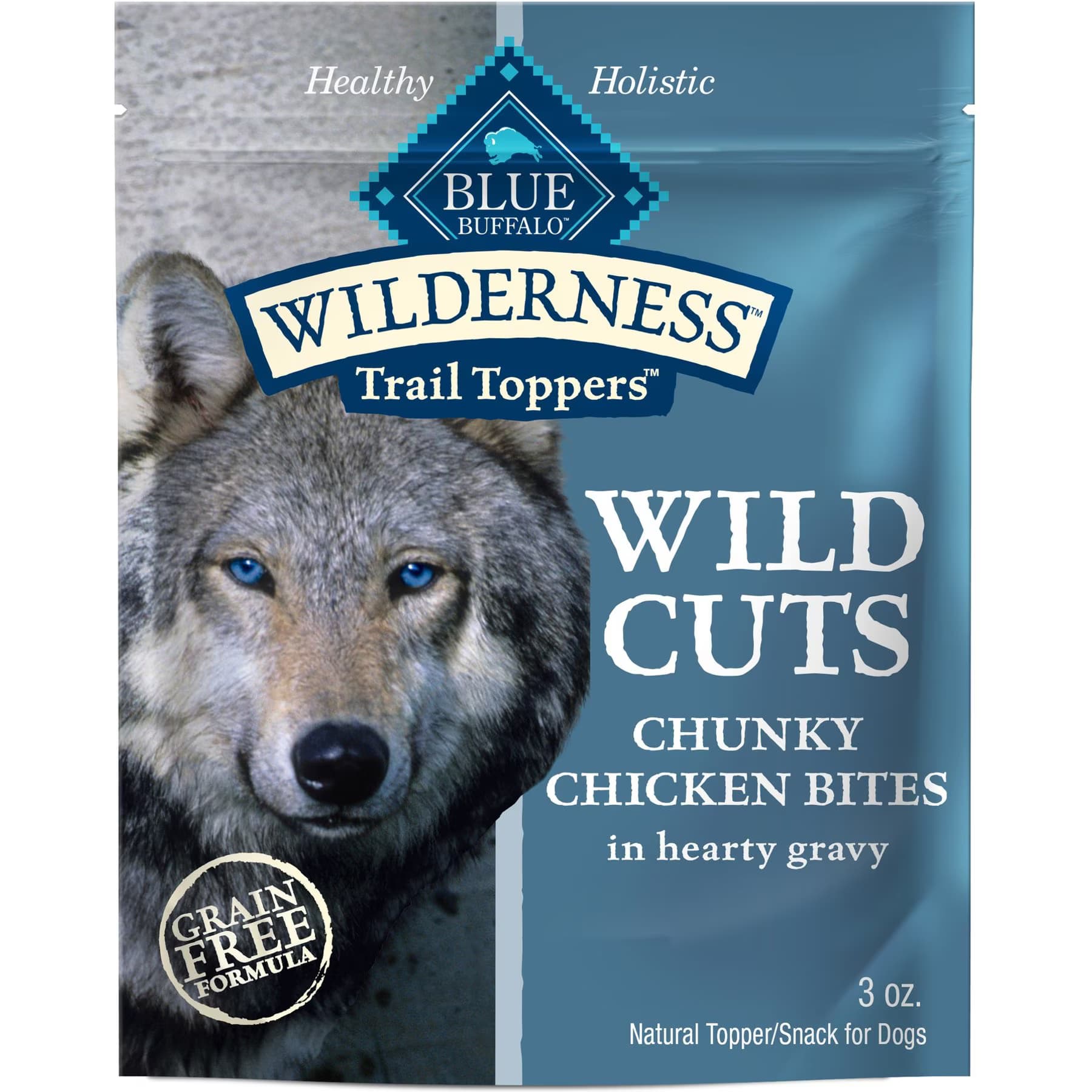 Blue Buffalo Blue Buffalo Wilderness Trail Toppers Wild Cuts Chunky Chicken Bites in Hearty Gravy Grain-Free Dog Food Topper, 3-oz