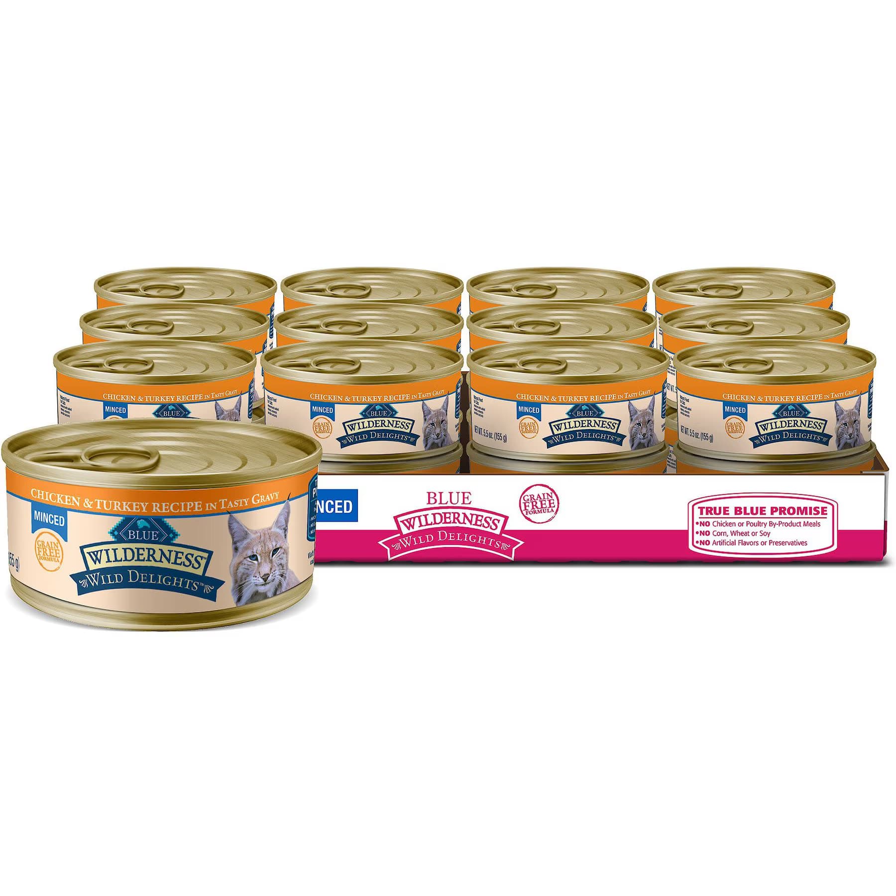 X Blue Buffalo Wilderness Wild Delights Minced Chicken & Turkey in Tasty Gravy Grain-Free Canned Cat Food, 5.5-oz — view 2