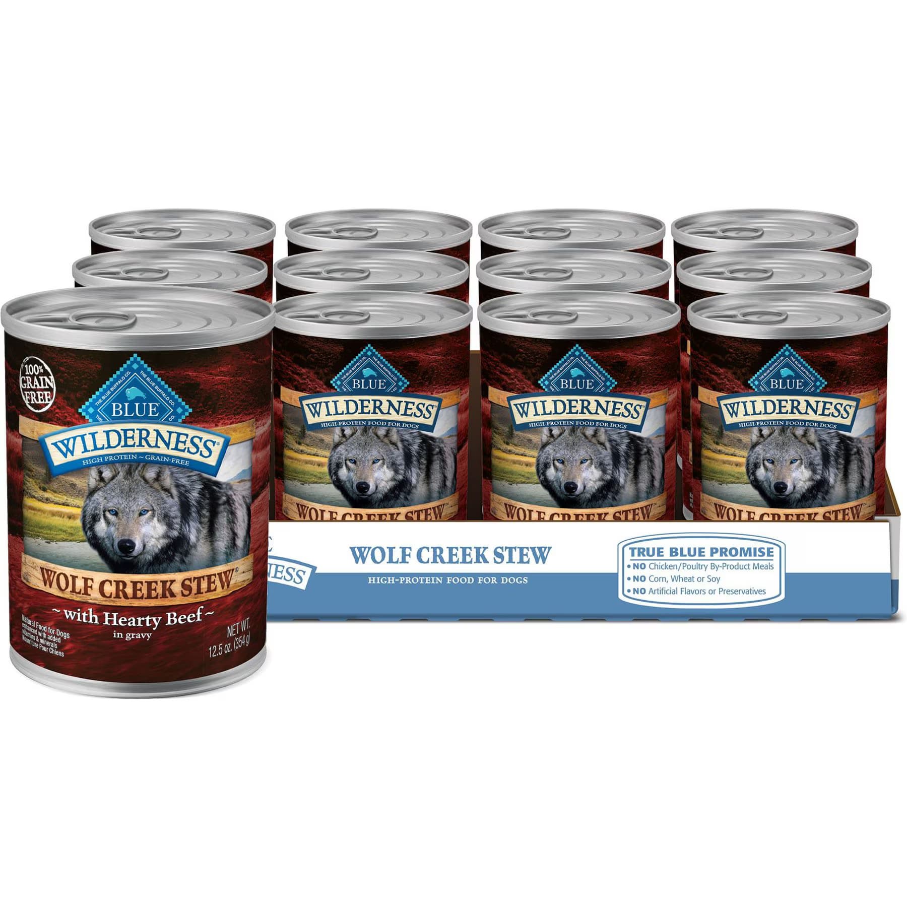 Blue Buffalo Wilderness Wolf Creek Stew High-Protein & Grain-Free Hearty Beef in Gravy Wet Dog Food — view 2