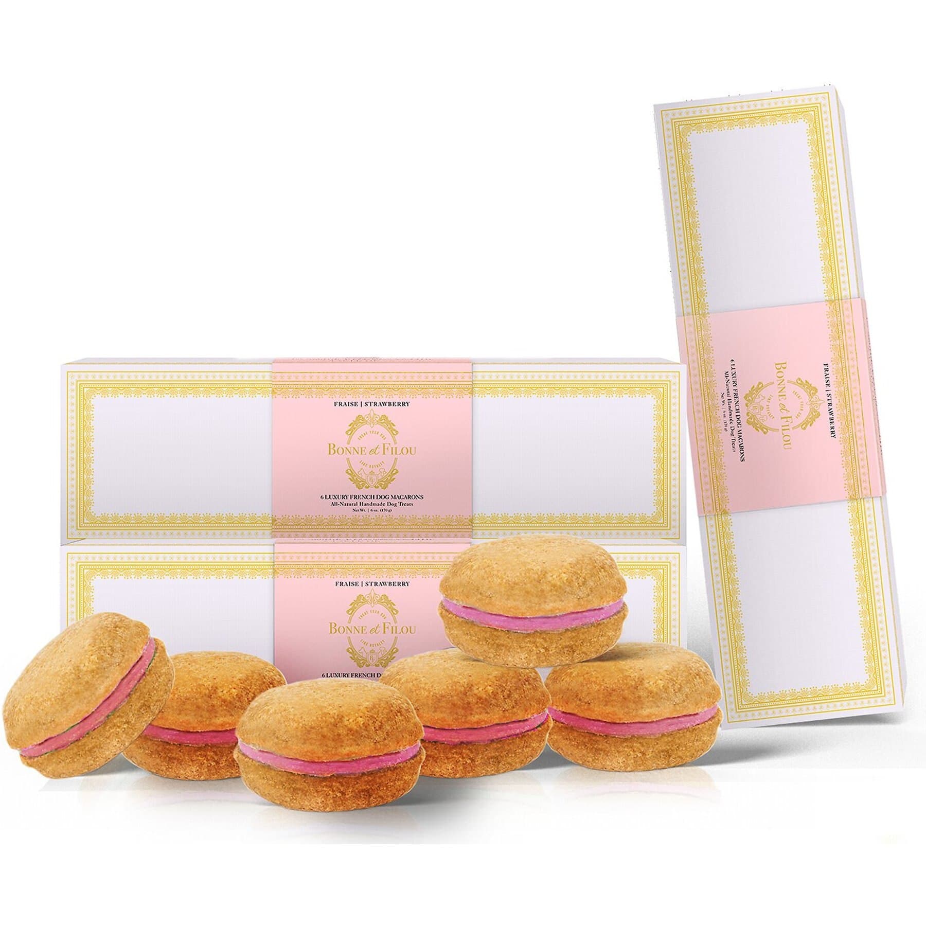 Bonne et Filou Bonne et Filou Luxury French Macarons Strawberry Flavor Dog Treats