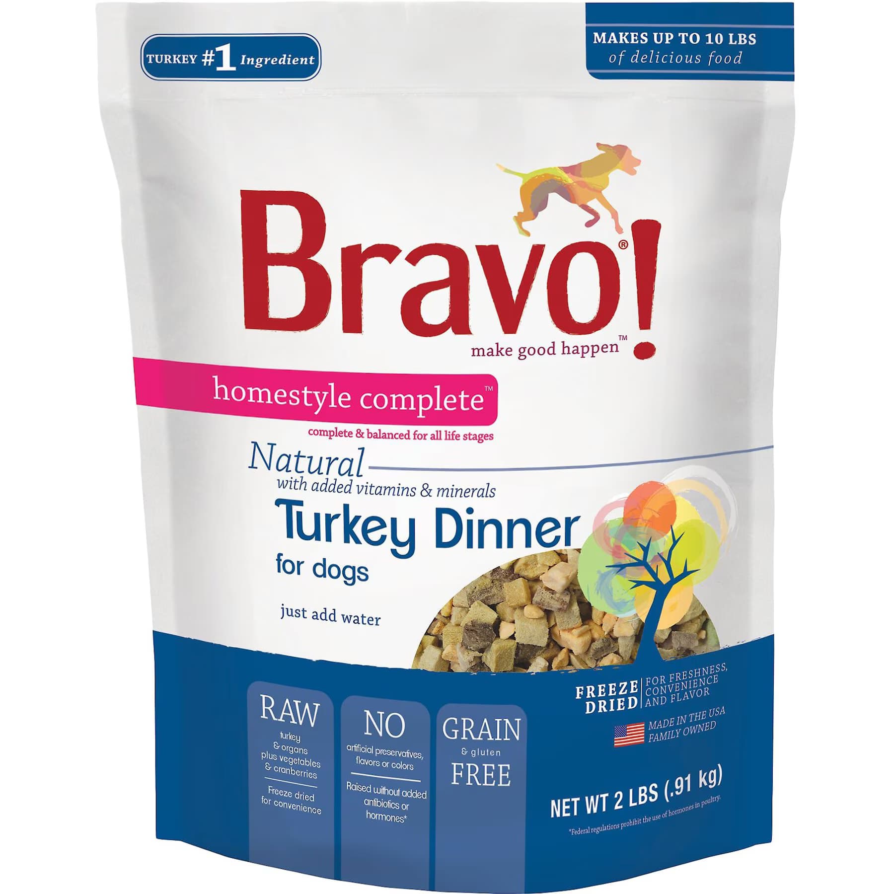 Bravo! Bravo! Homestyle Complete Turkey Dinner Grain-Free Freeze-Dried Raw Dog Food & Topper
