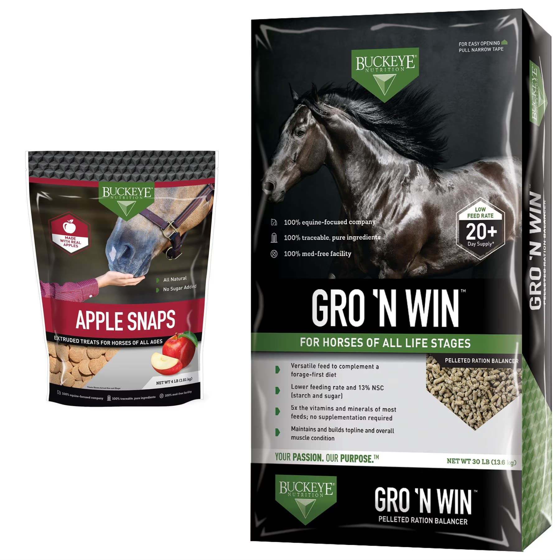 Buckeye Nutrition Buckeye Nutrition Gro ‘N Win Pelleted Feed + All-Natural Apple Horse Treats