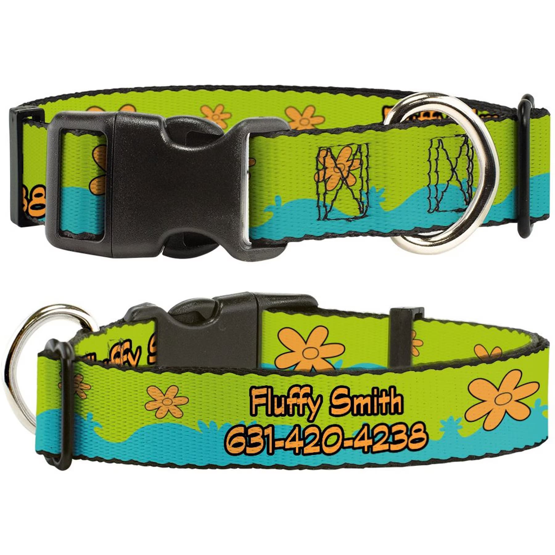 Buckle-Down Buckle-Down Scooby Doo The Mystery Machine Paint Job Personalized Dog Collar, Medium
