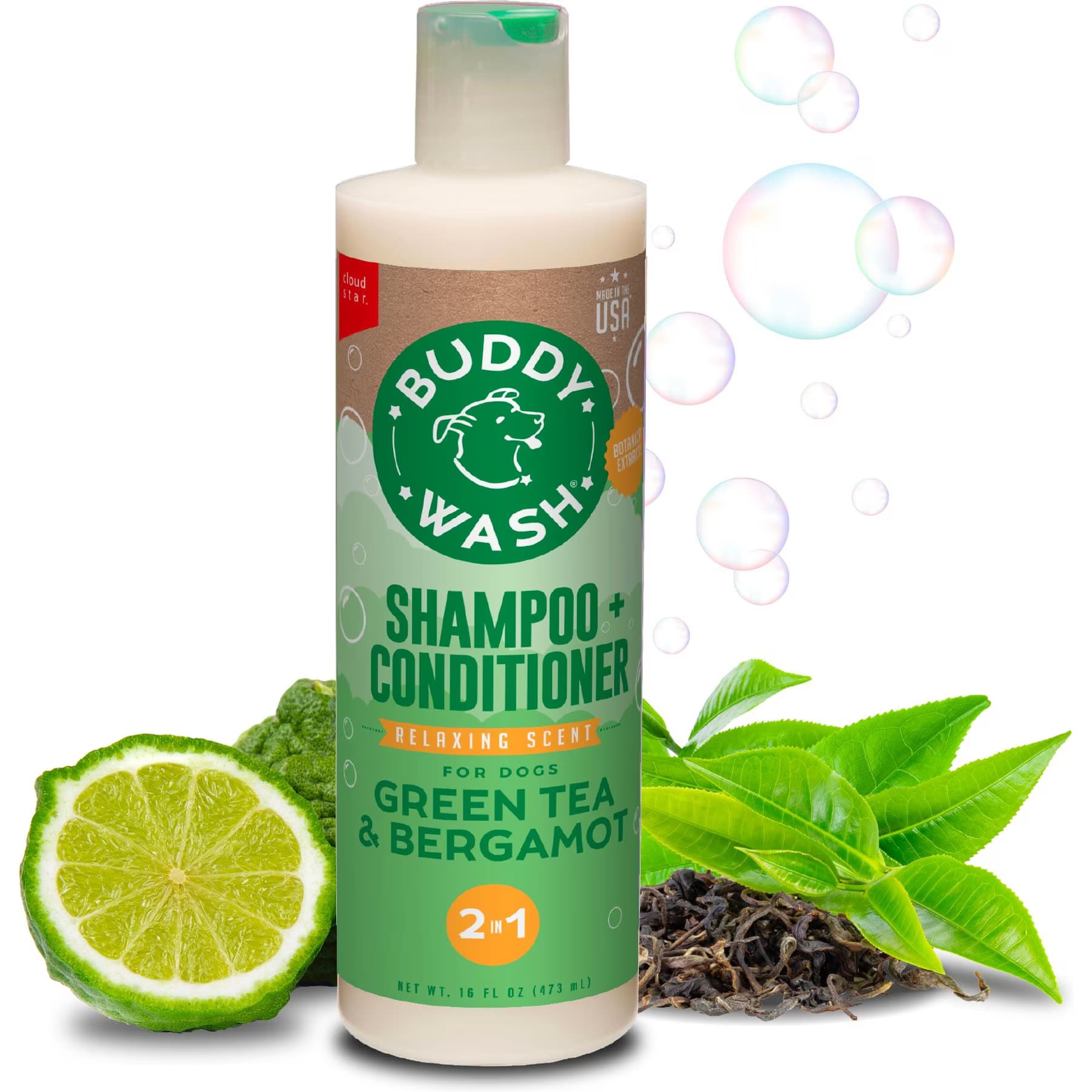Buddy Wash Buddy Wash Relaxing Green Tea & Bergamot Dog Shampoo & Conditioner, 16-fl oz bottle