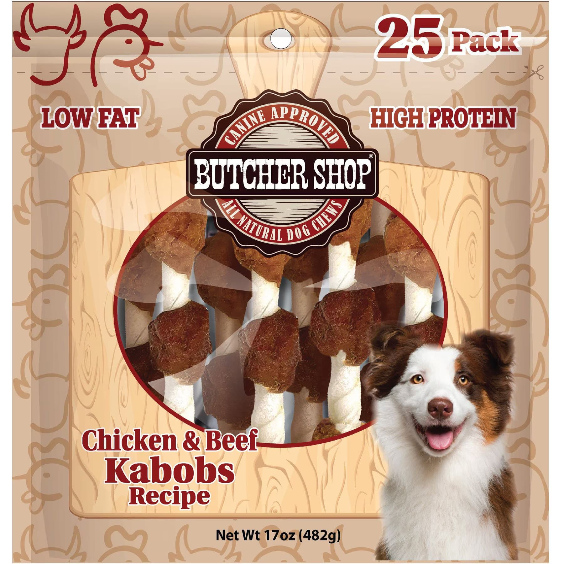 Butcher Shop Butcher Shop 5-in Chicken & Beef Kabobs Recipe Dog Jerky Treat