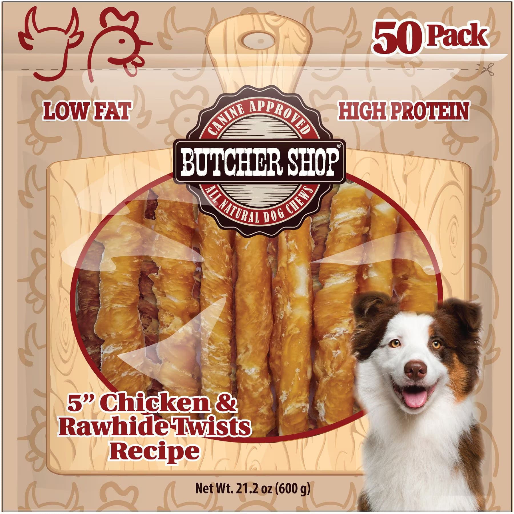 Butcher Shop Butcher Shop 5-in Chicken & Rawhide Twists Recipe Dog Jerky Treat