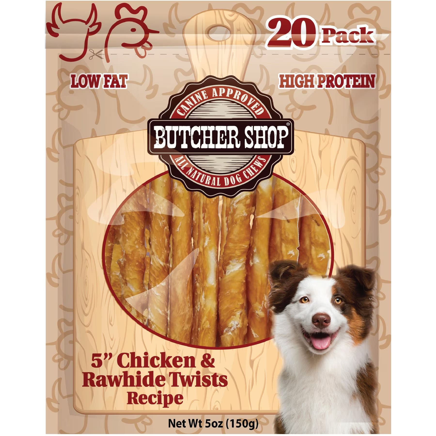 Butcher Shop Butcher Shop 5-in Chicken & Rawhide Twists Recipe Dog Jerky Treat