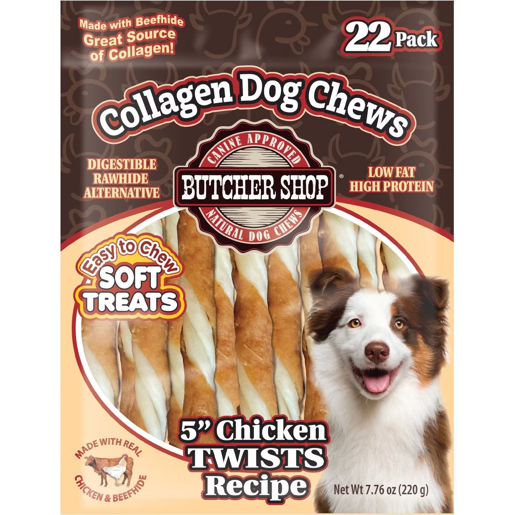 Butcher Shop Butcher Shop Collagen 5-in Chicken Twists Recipe Dog Jerky Treat