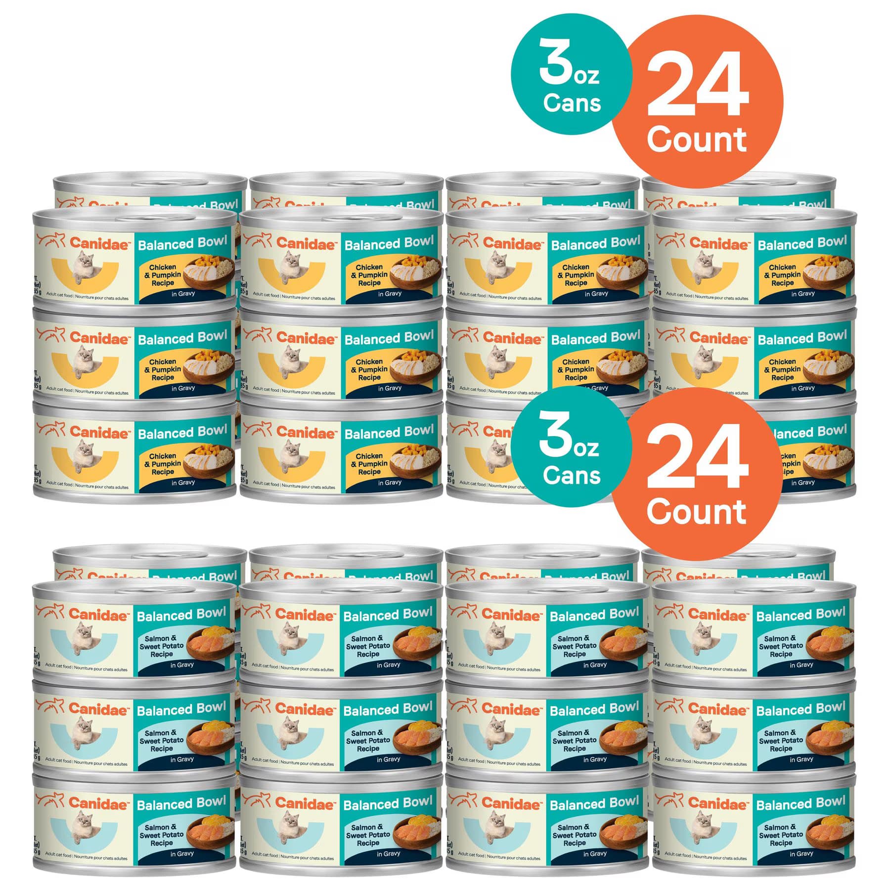 CANIDAE CANIDAE Balanced Bowl Salmon & Sweet Potato Recipe in Gravy + Chicken & Pumpkin Recipe in Gravy Wet Cat Food