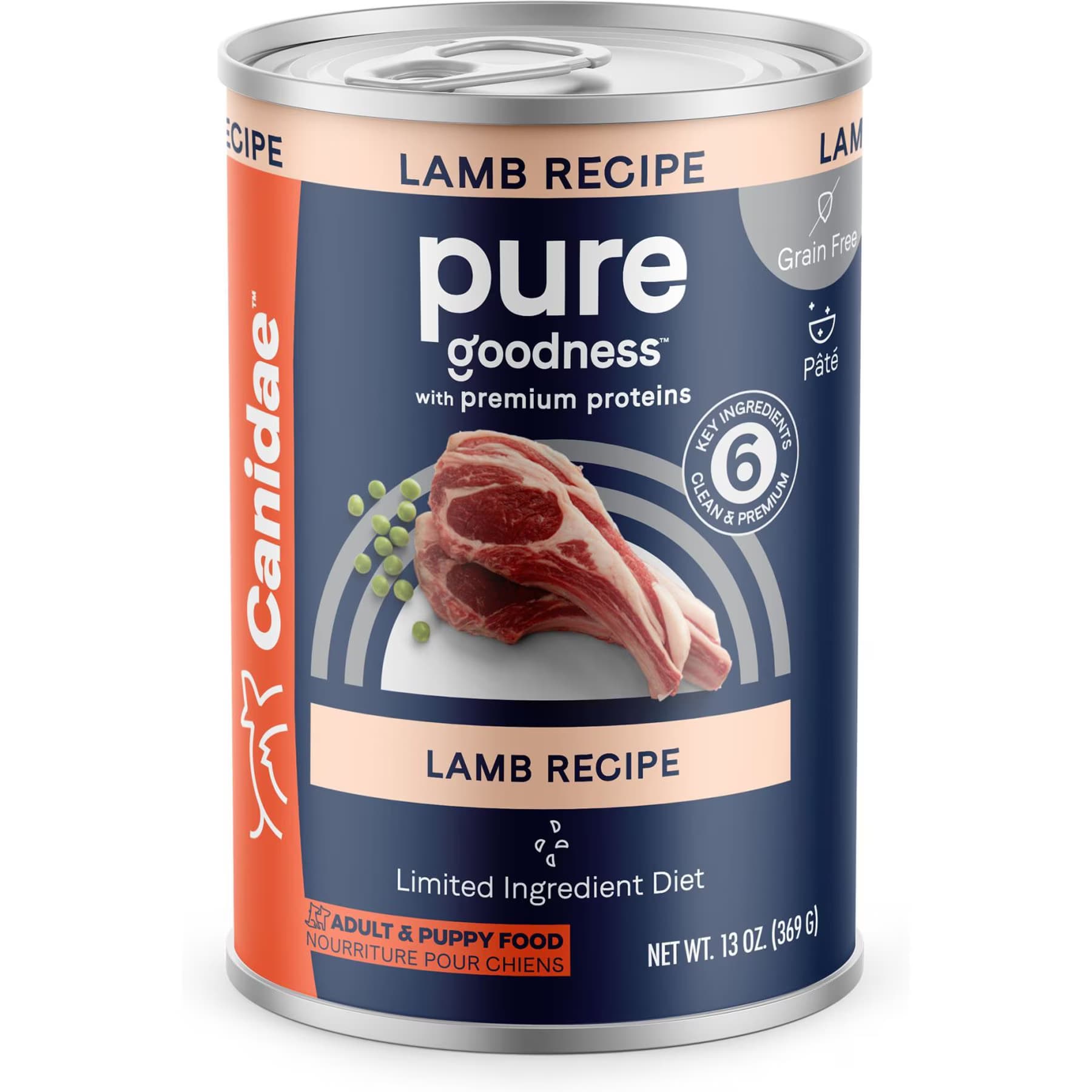 CANIDAE CANIDAE Pure Goodness All Stages Grain-Free Limited Ingredient Lamb Recipe Canned Dog Food, 13-oz