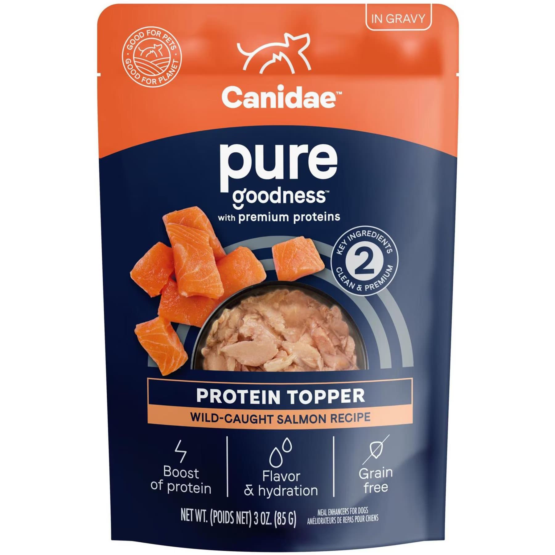 CANIDAE CANIDAE Pure Goodness Protein Wild-Caught Salmon Recipe in Gravy Grain-Free Wet Dog Food Topper