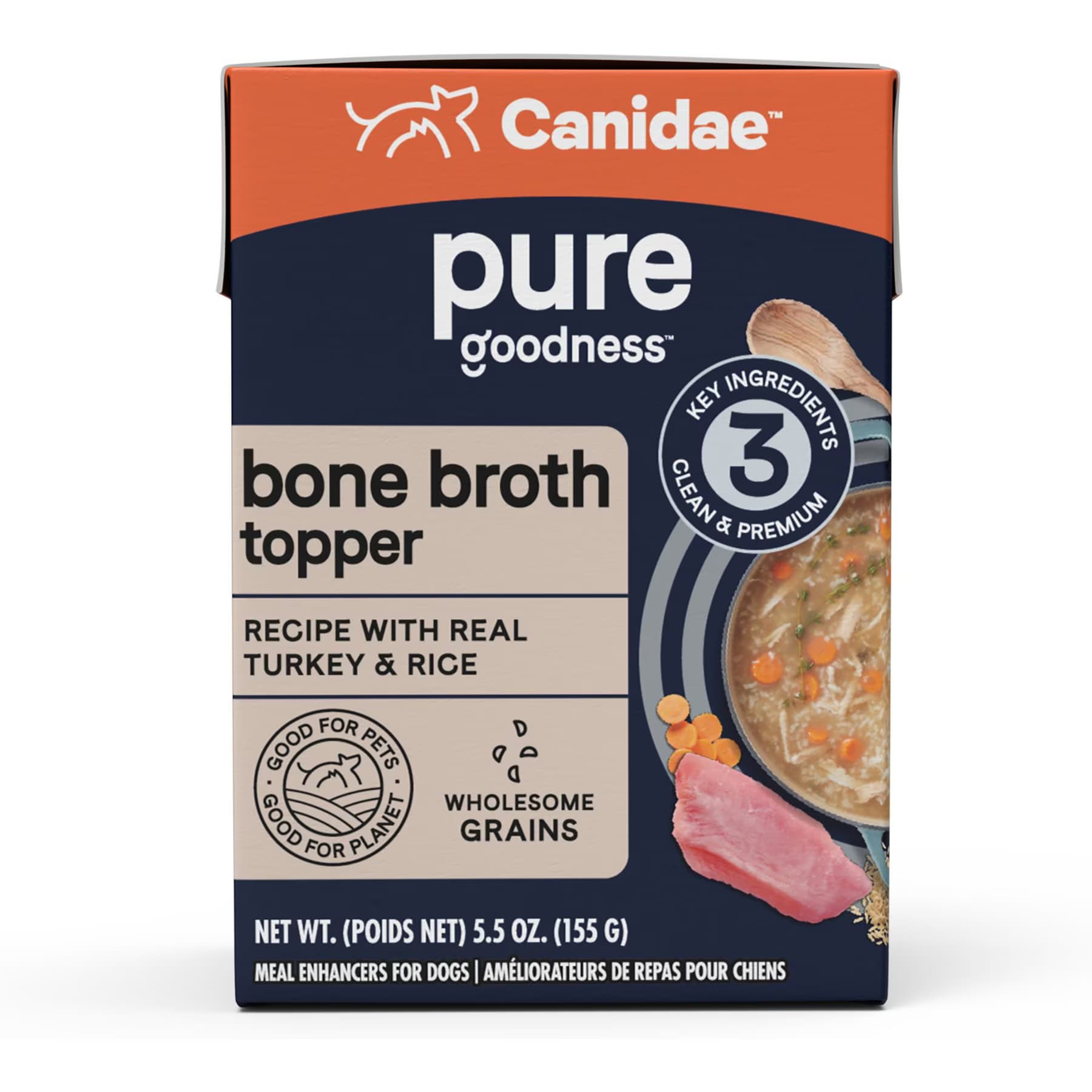CANIDAE CANIDAE PURE Real Turkey & Rice Bone Broth Wet Dog Food Topper