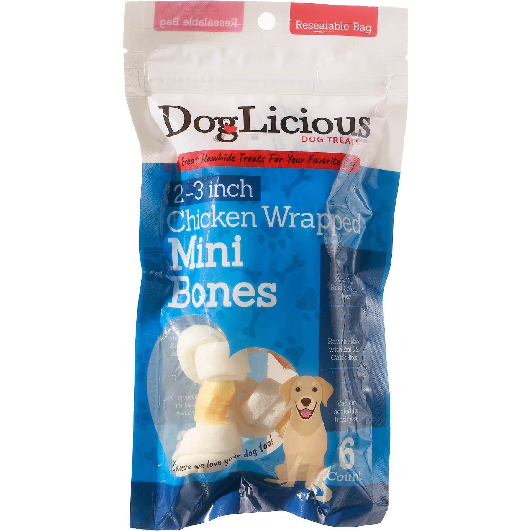 Canine's Choice Canine’s Choice DogLicious 2-3″ Chicken Wrapped Rawhide Mini-Bones Dog Treats