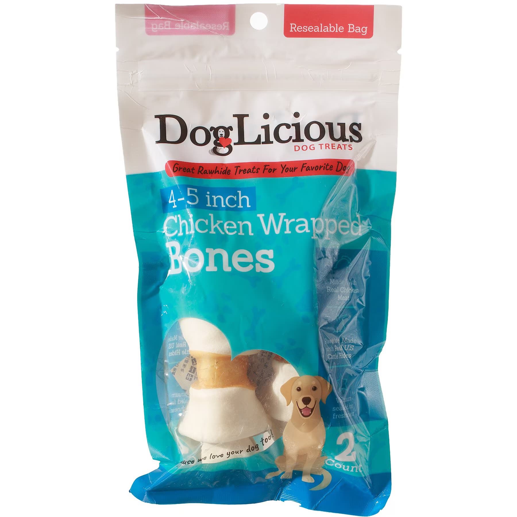 Canine's Choice Canine’s Choice DogLicious 4 – 5″ Chicken Wrapped Bones Rawhide Dog Treats — 4-5-inch