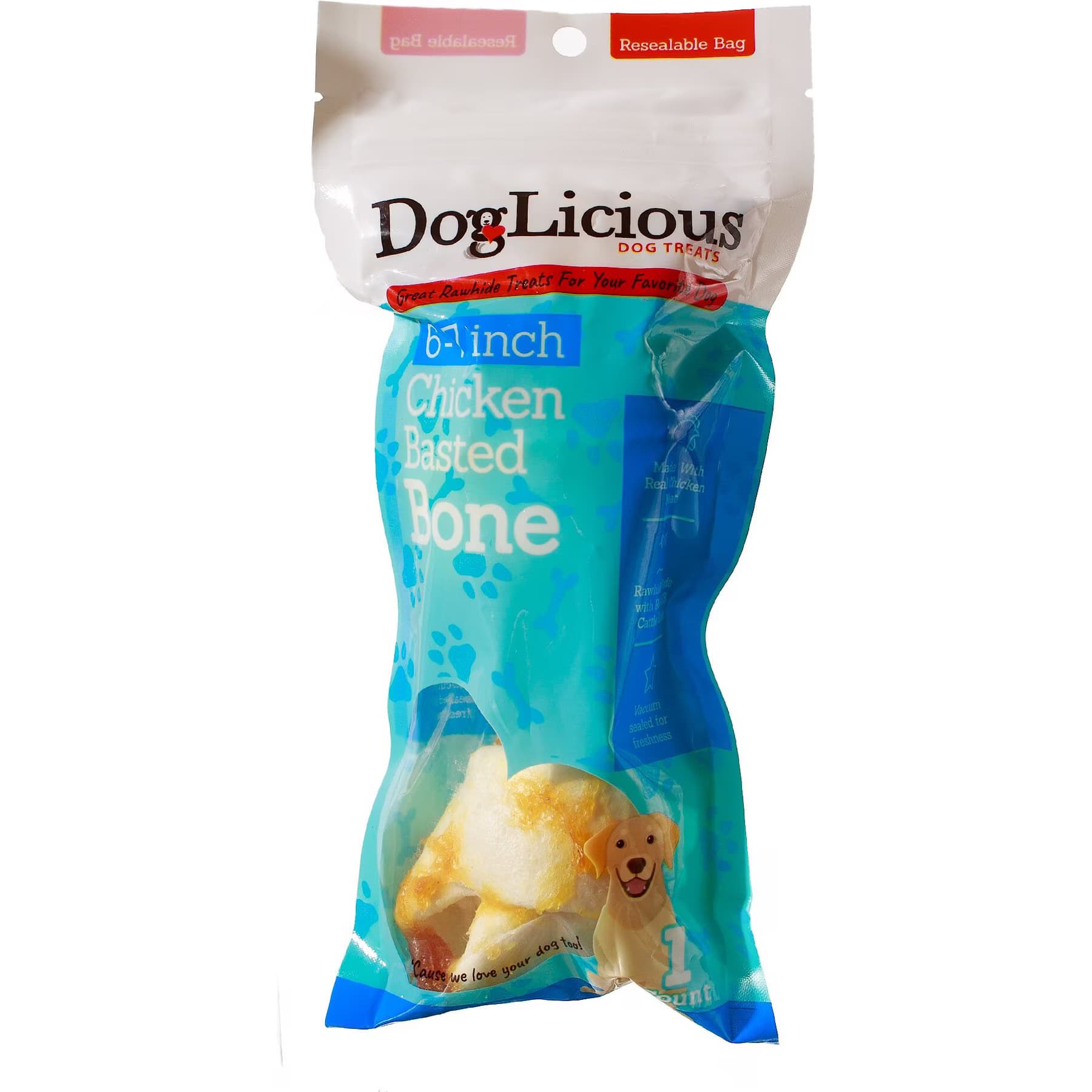 Canine's Choice Canine’s Choice DogLicious 6 – 7″ Chicken Basted Bone Rawhide Dog Treat — 6-7-inch