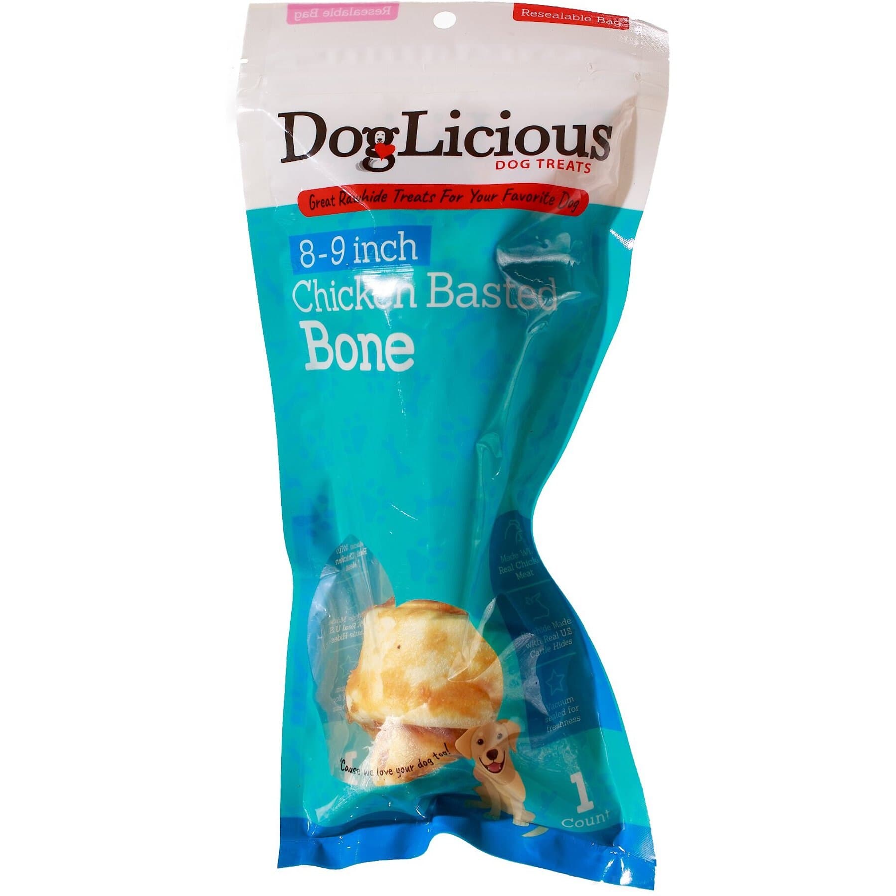 Canine's Choice Canine’s Choice DogLicious 8 – 9″ Chicken Basted Bone Rawhide Dog Treat — 8-9-inch