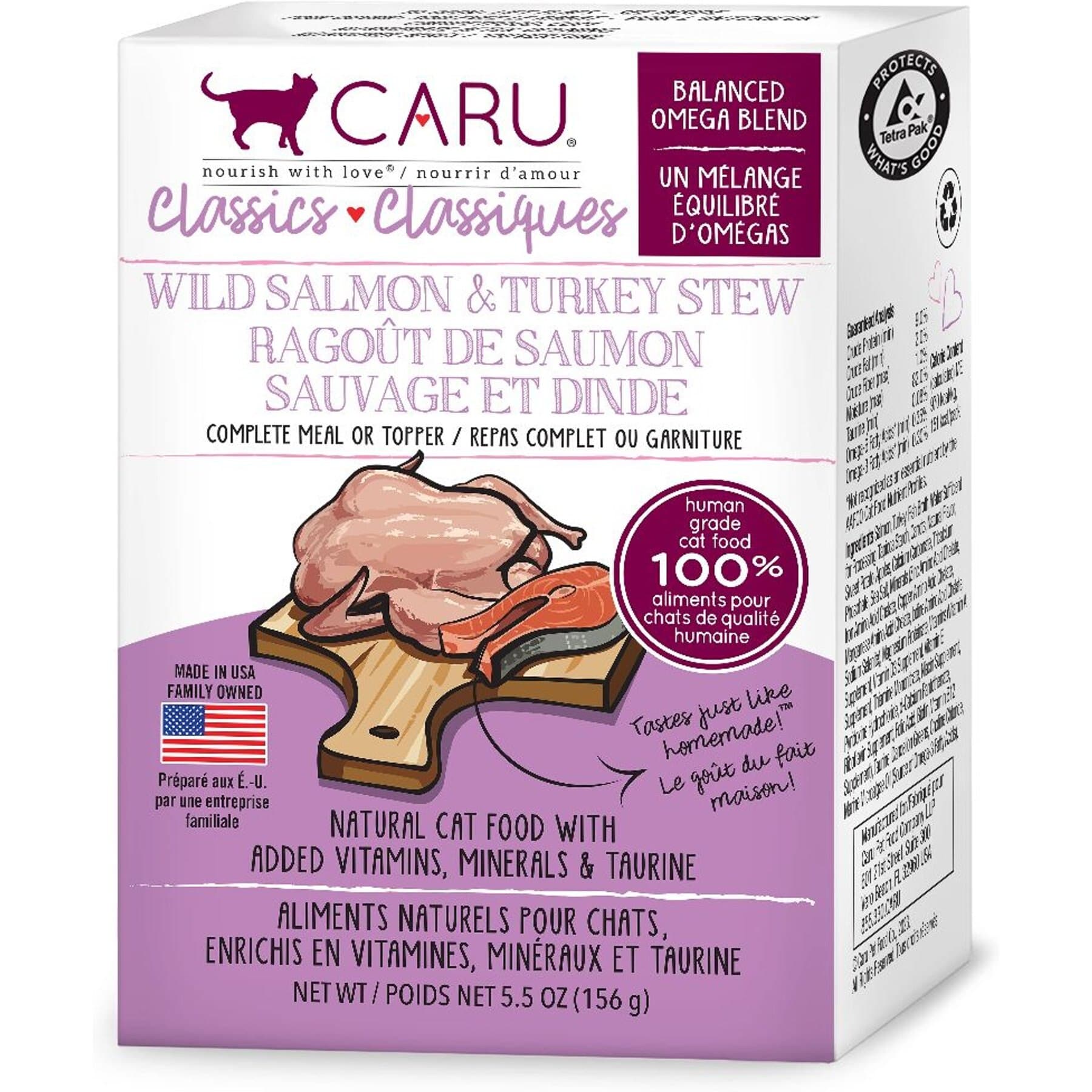 Caru Caru Classic Wild Salmon & Turkey Stew Grain-Free Wet Cat Food, 5.5-oz