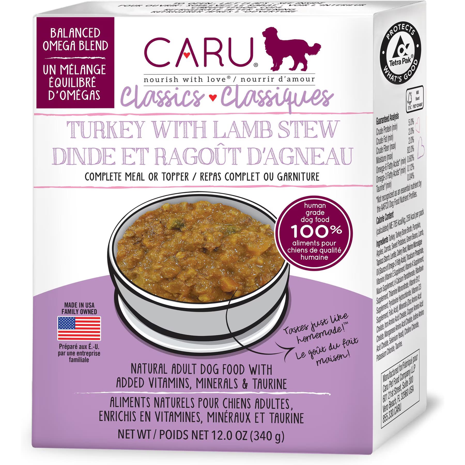 Caru Caru Real Turkey with Lamb Stew Grain-Free Wet Dog Food, 12-oz
