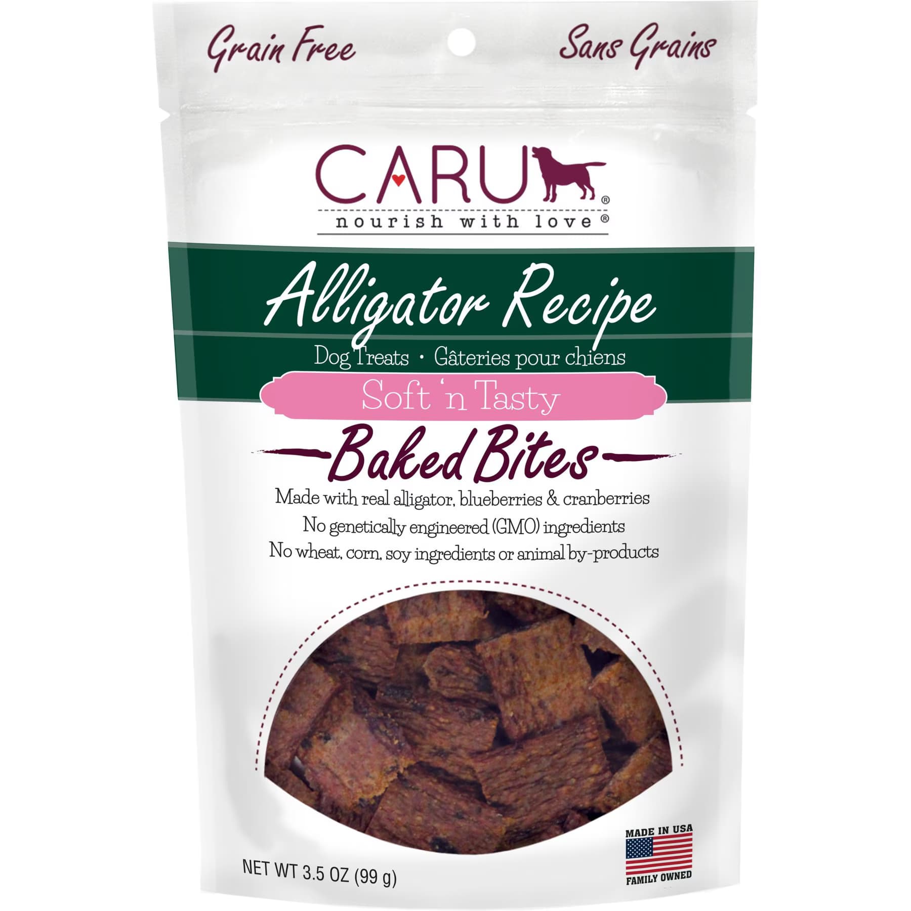 Caru Caru Soft 'n Tasty Baked Bites Alligator Recipe Grain-Free Dog Treats