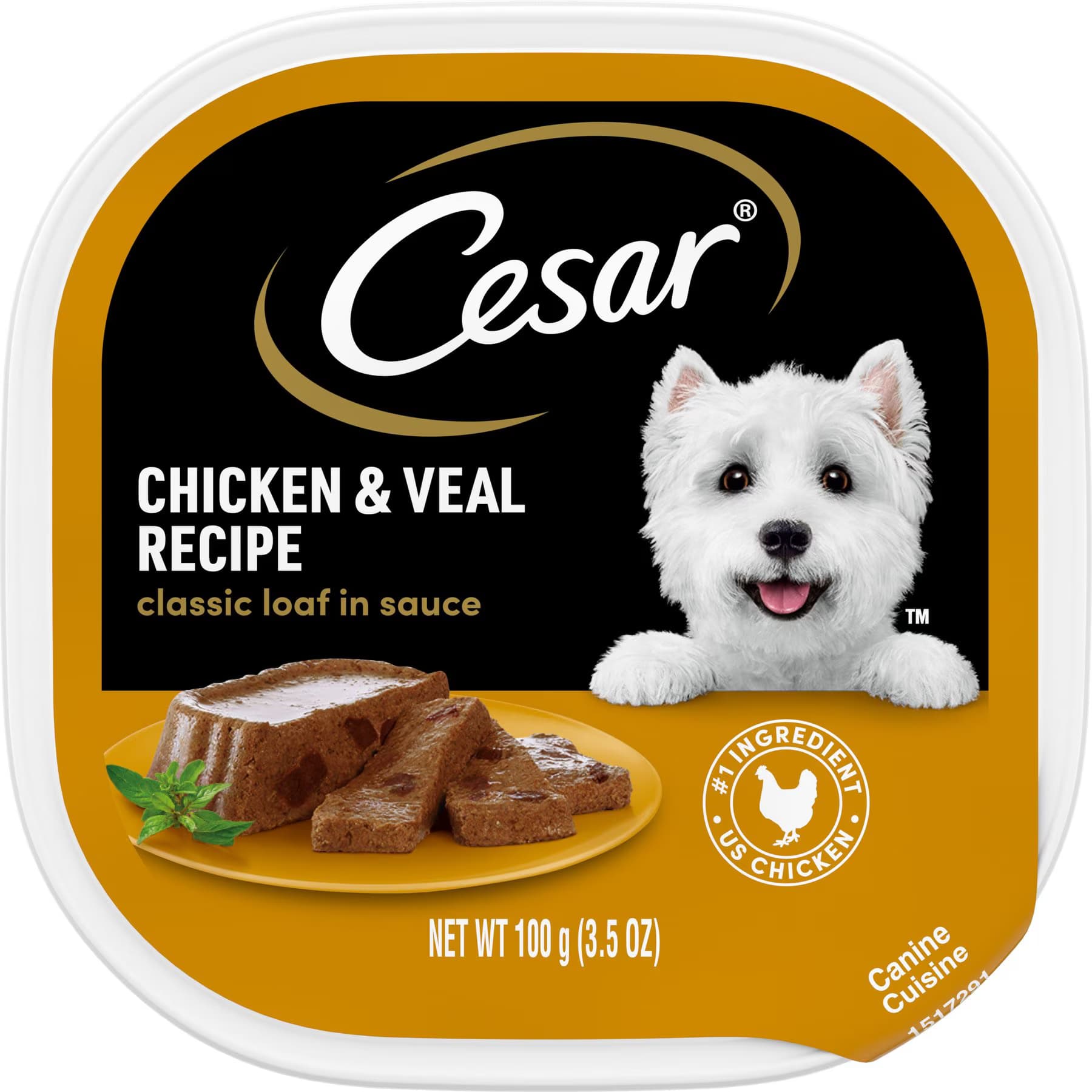 Cesar Cesar Classic Loaf in Sauce Chicken & Veal Recipe Small Breed Wet Dog Food, 3.5-oz