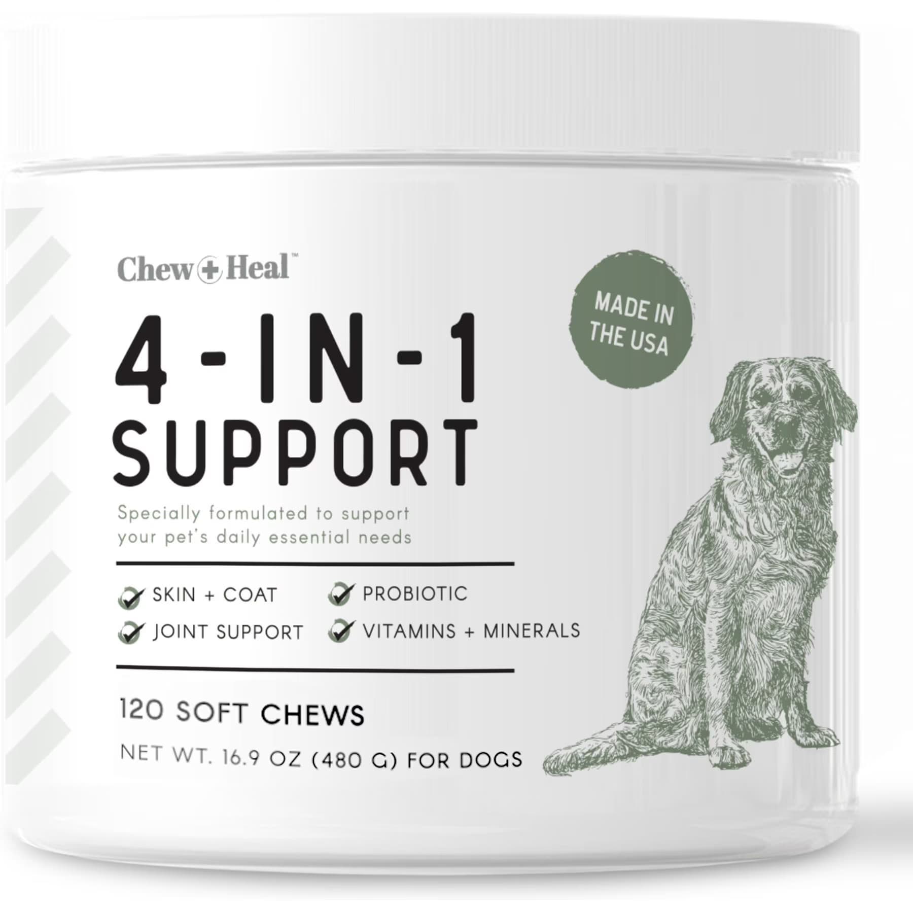 Chew + Heal Chew + Heal 4-In-1 Support Multivitamin Dog Supplement, 1-pack