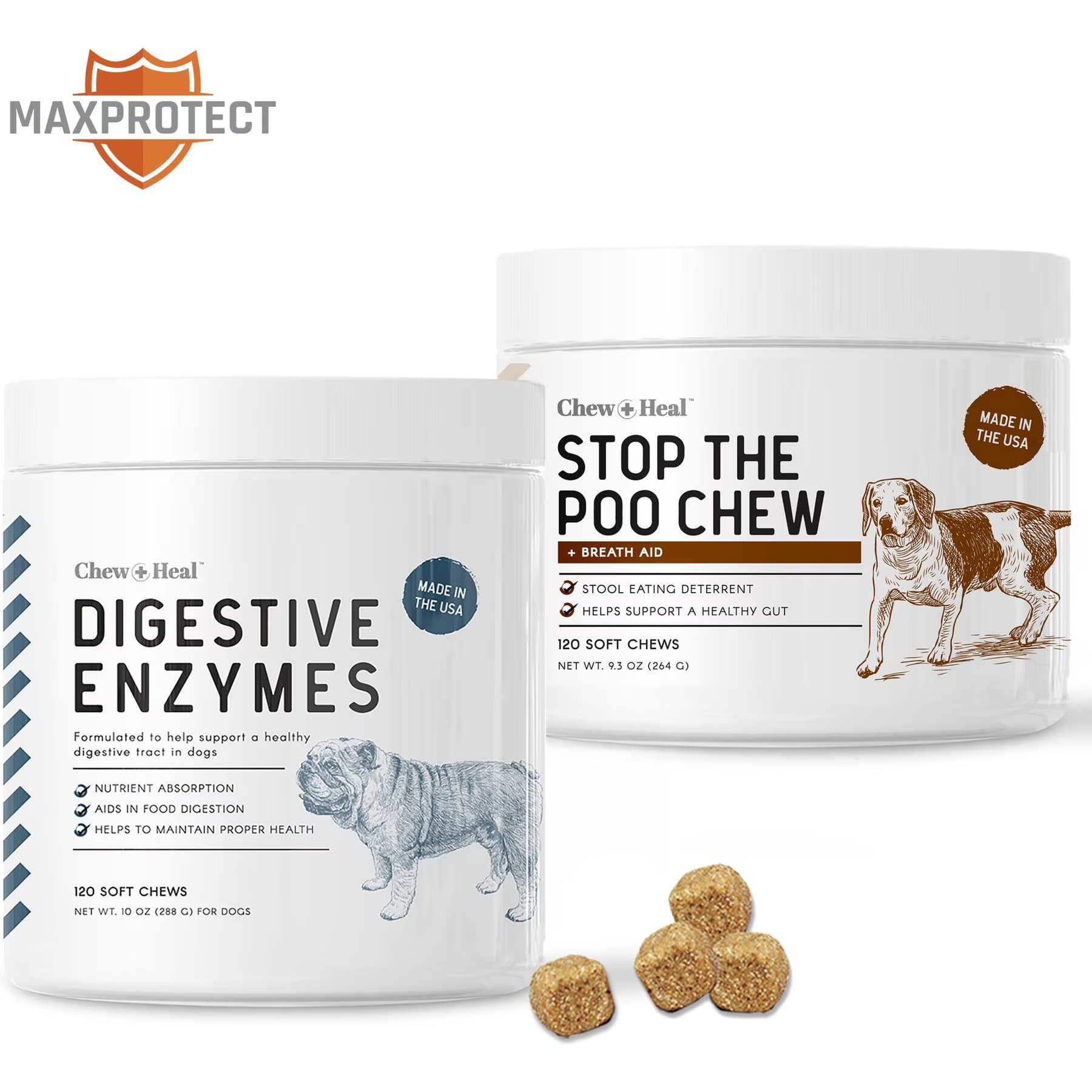 Chew + Heal Chew + Heal MaxProtect Coprophagia & Digestive Soft Chew Supplement for Dogs