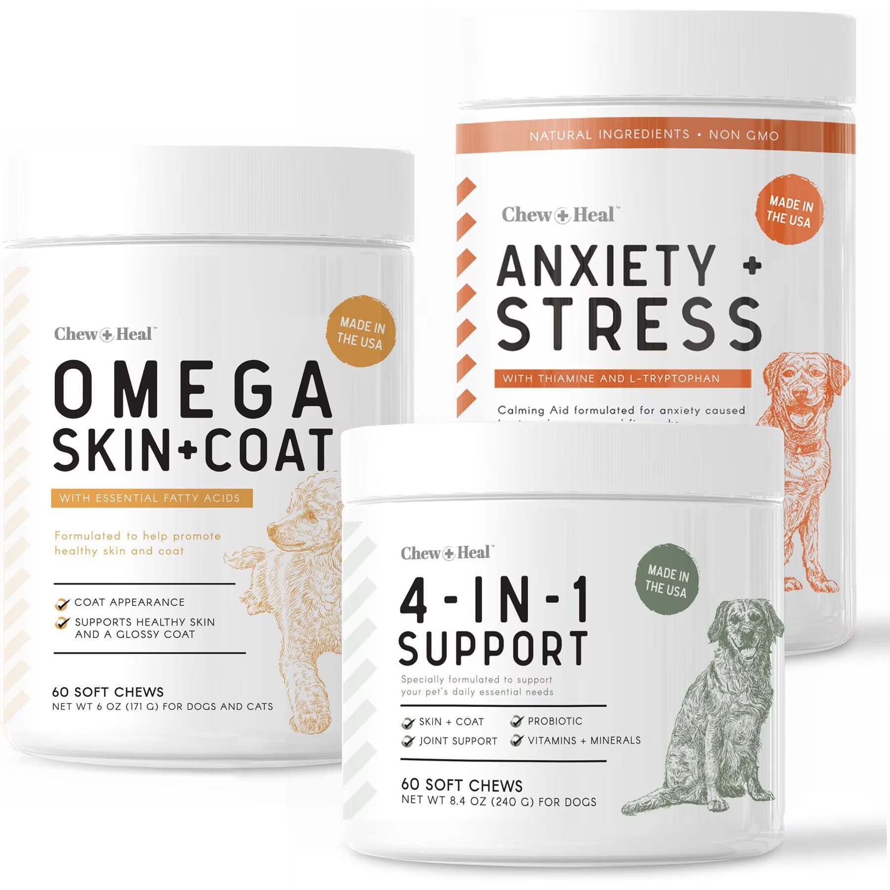 Chew + Heal Chew + Heal Taster Trio Essential Supplements for Dogs