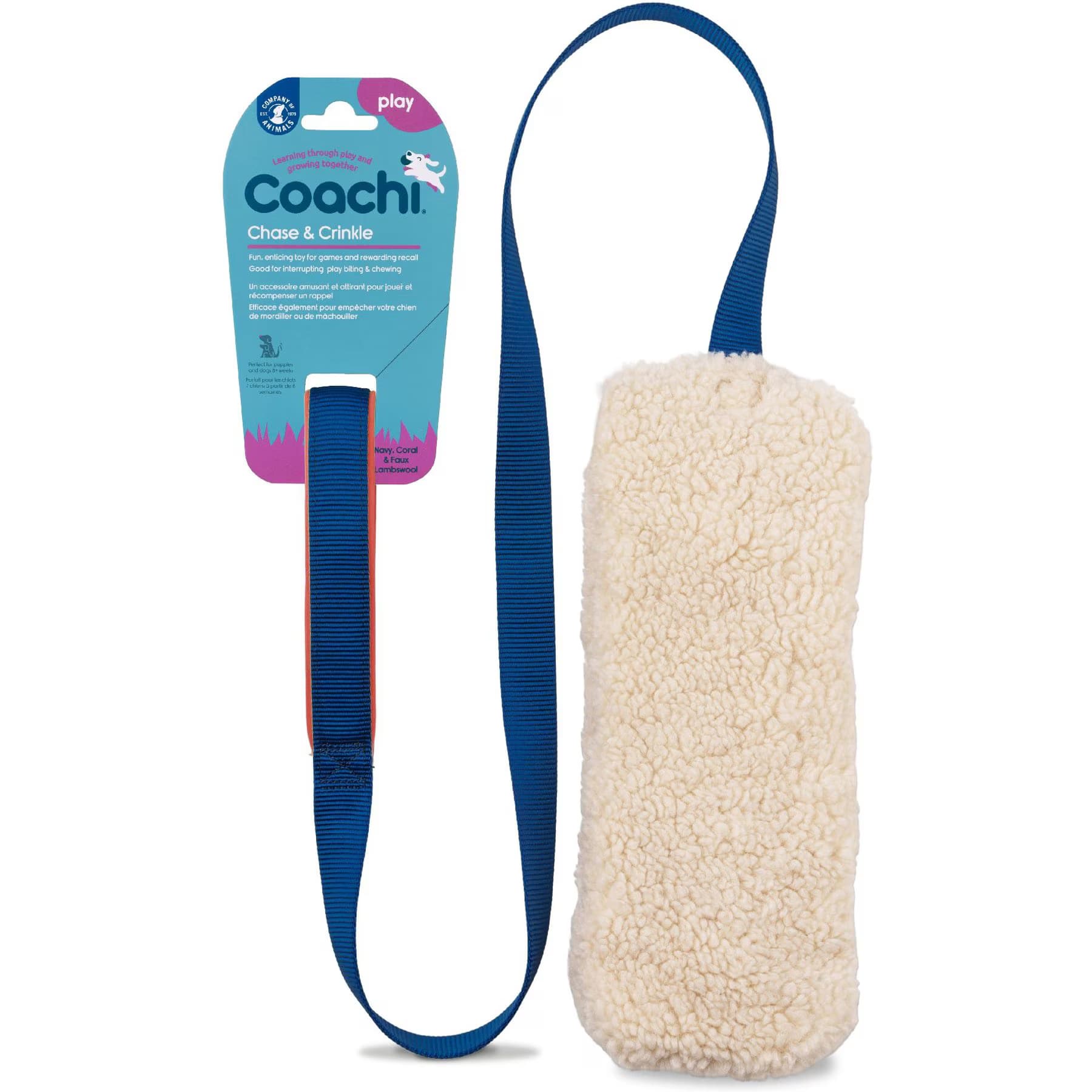 Coachi Coachi Chase & Crinkle Dog Dummy, Navy