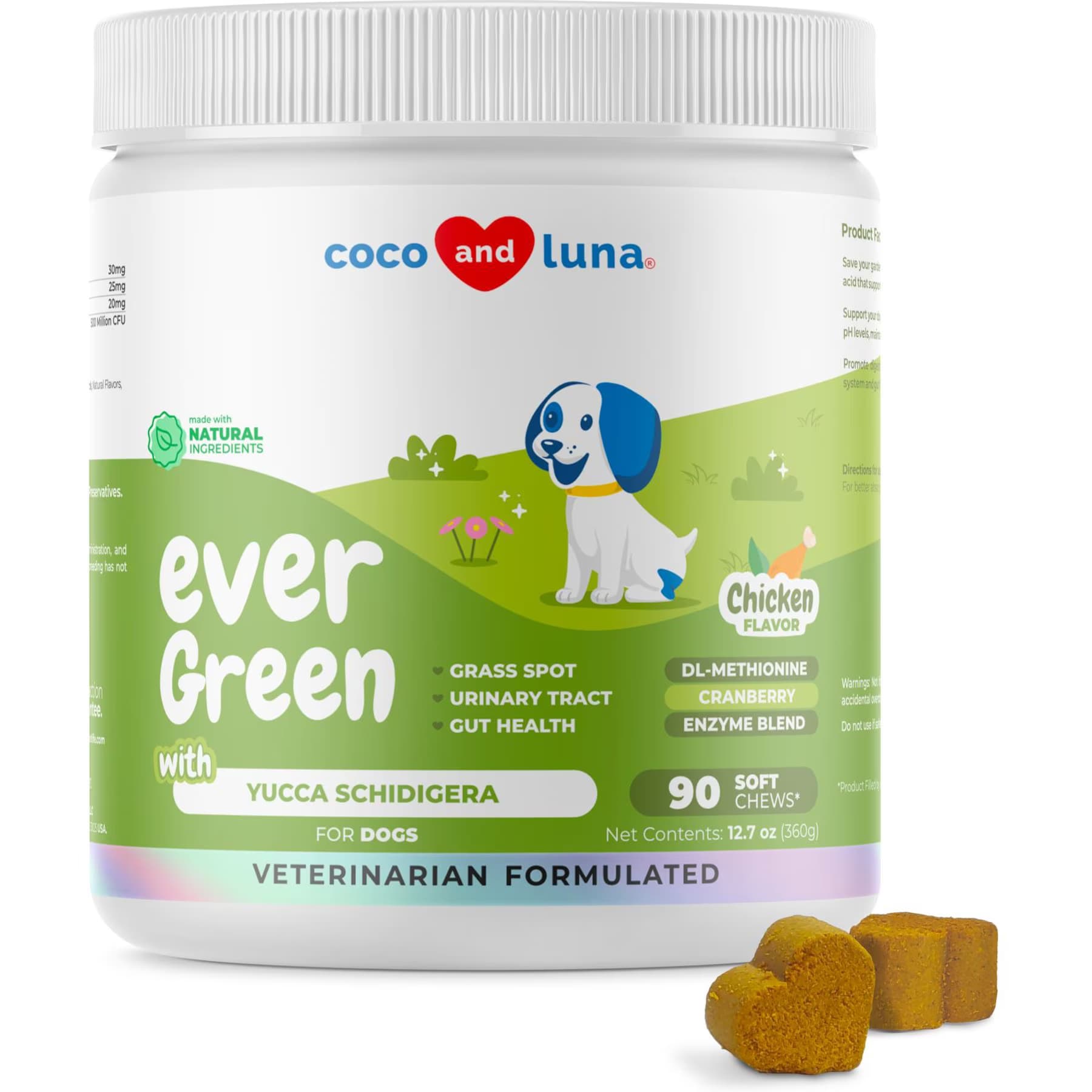 Coco and Luna Coco and Luna Ever Green Grass Burn Spot Soft Chew Urinary Support Supplement for Dogs