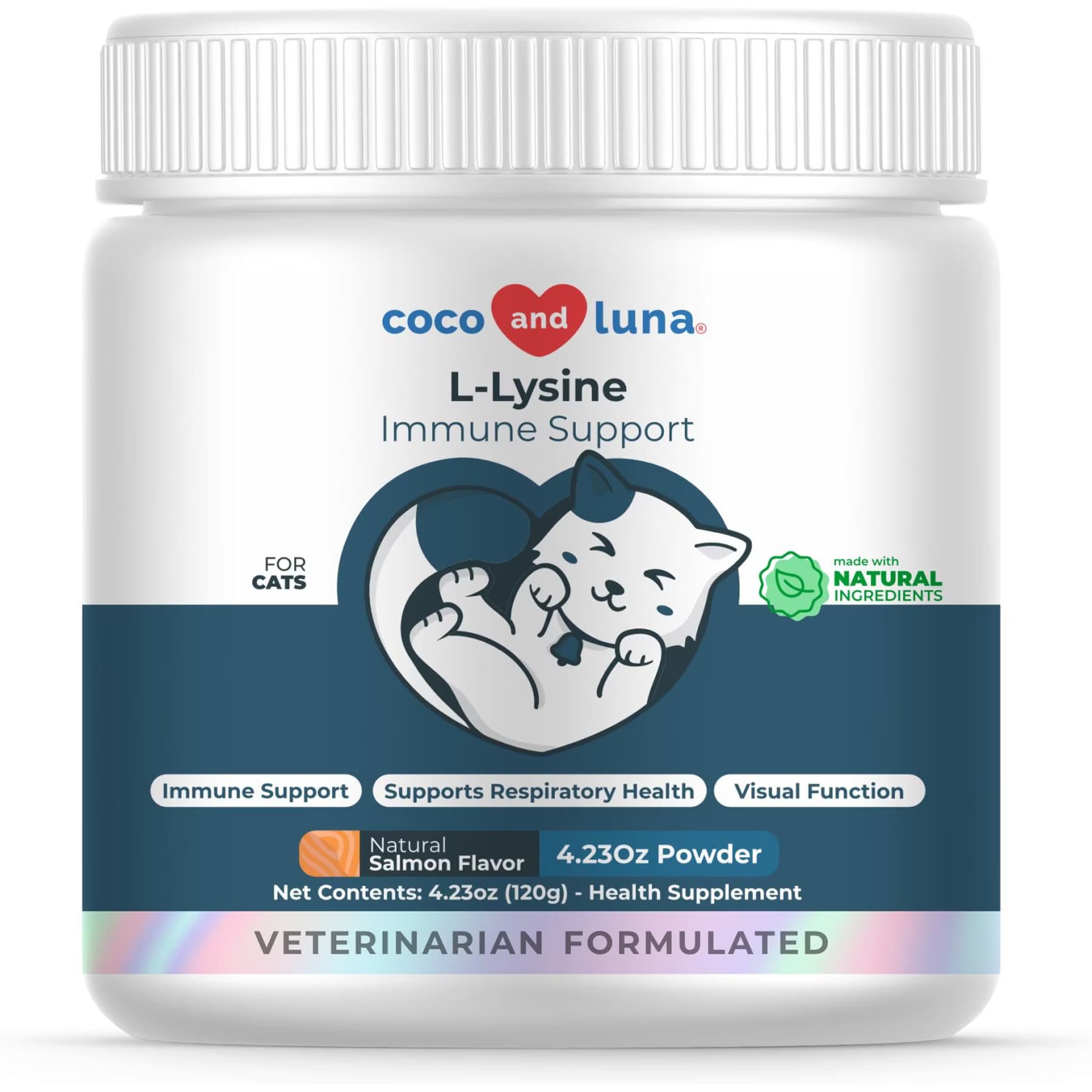 Coco and Luna Coco and Luna L-Lysine Immune Support Salmon Flavor Powder Cat Supplement, 4-oz jar