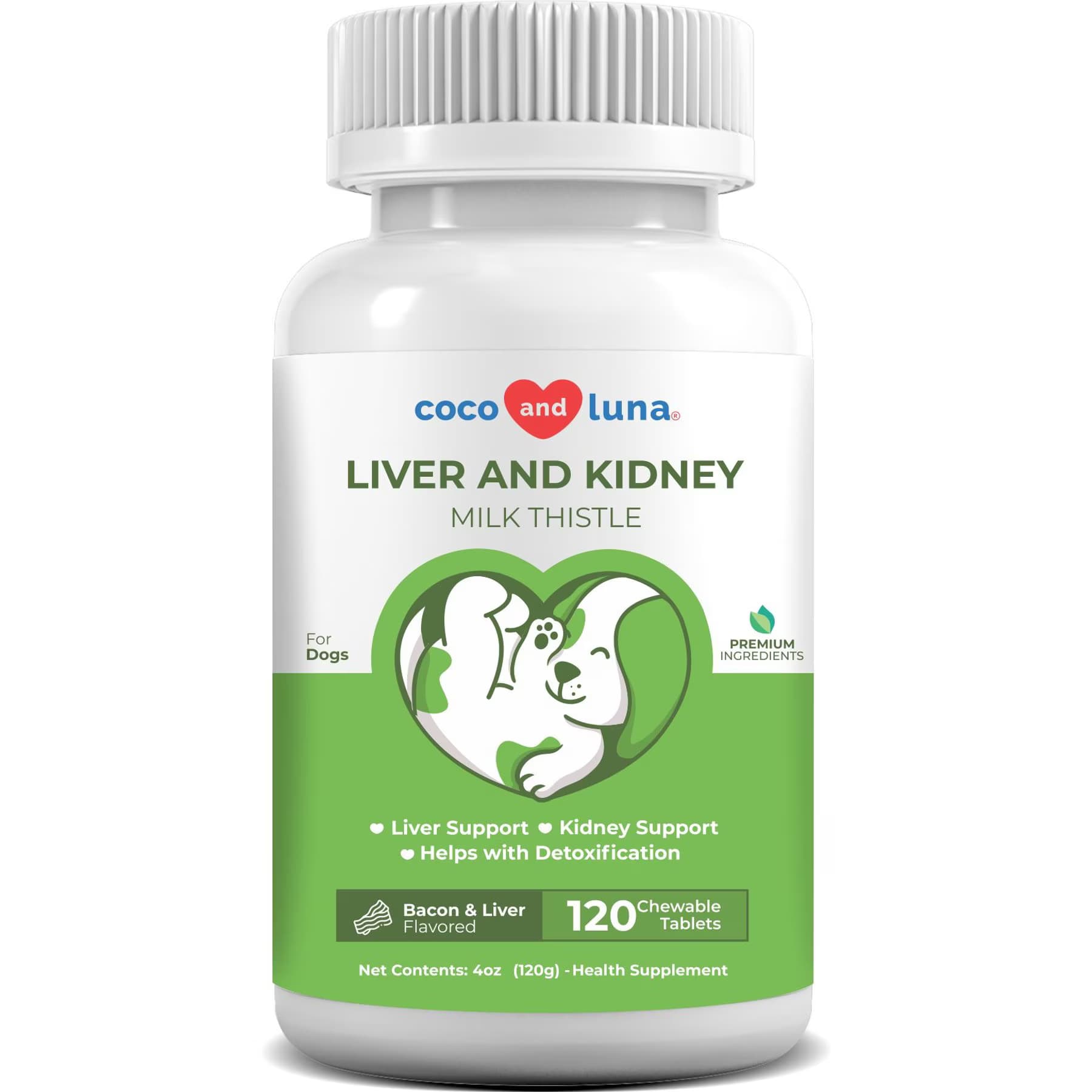 Coco and Luna Coco and Luna Liver & Kidney Milkthistle Bacon & Liver Flavor Dog Supplement