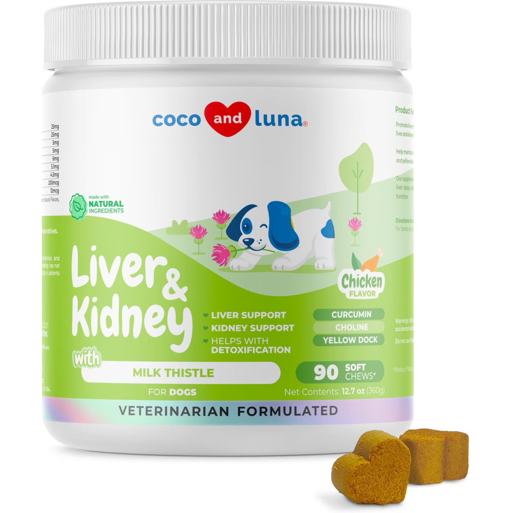 Coco and Luna Coco and Luna Milk Thistle Hepatic Support Soft Chew Liver & Kidney Supplement for Dogs