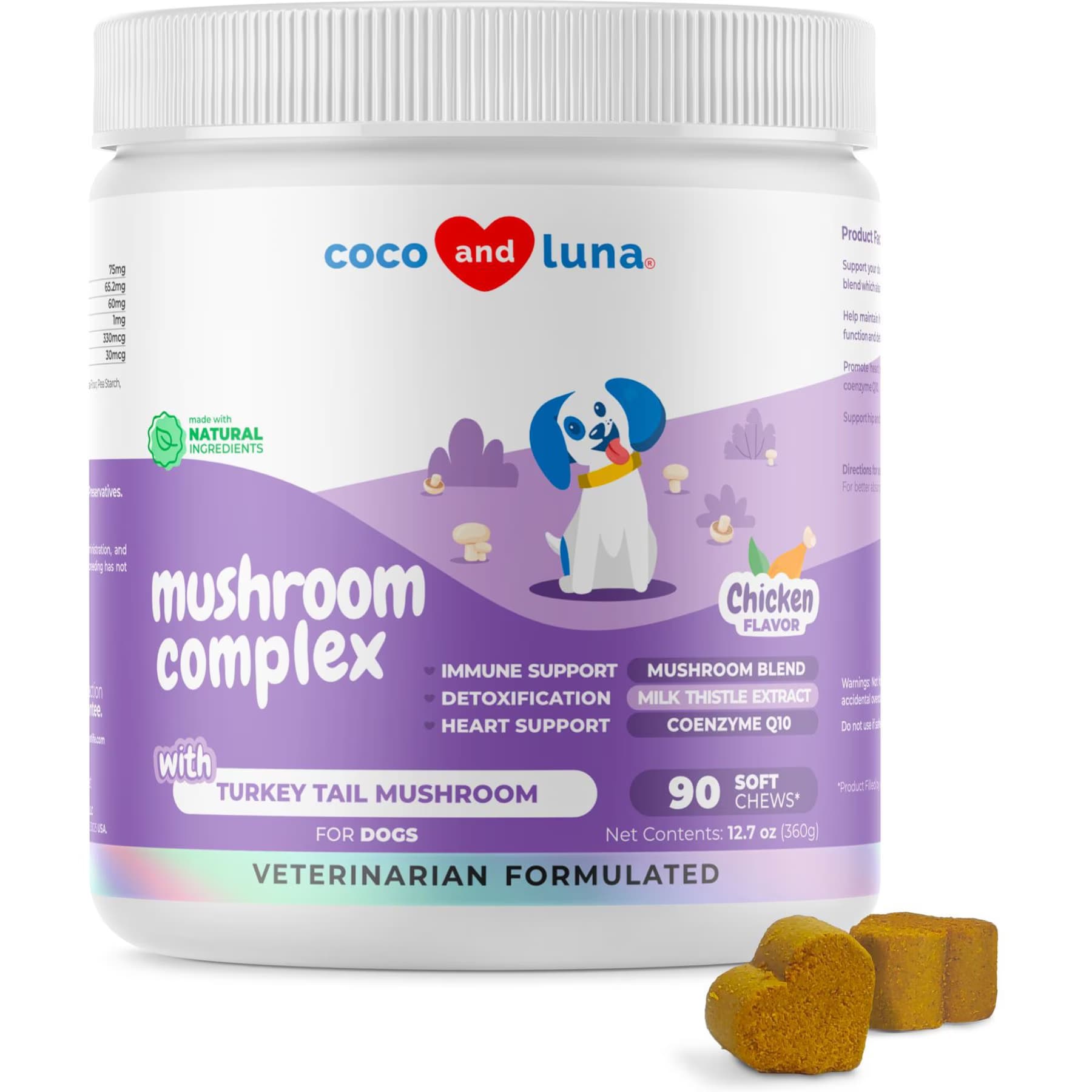 Coco and Luna Coco and Luna Mushroom Complex Soft Chew Immune Support Supplement for Dogs