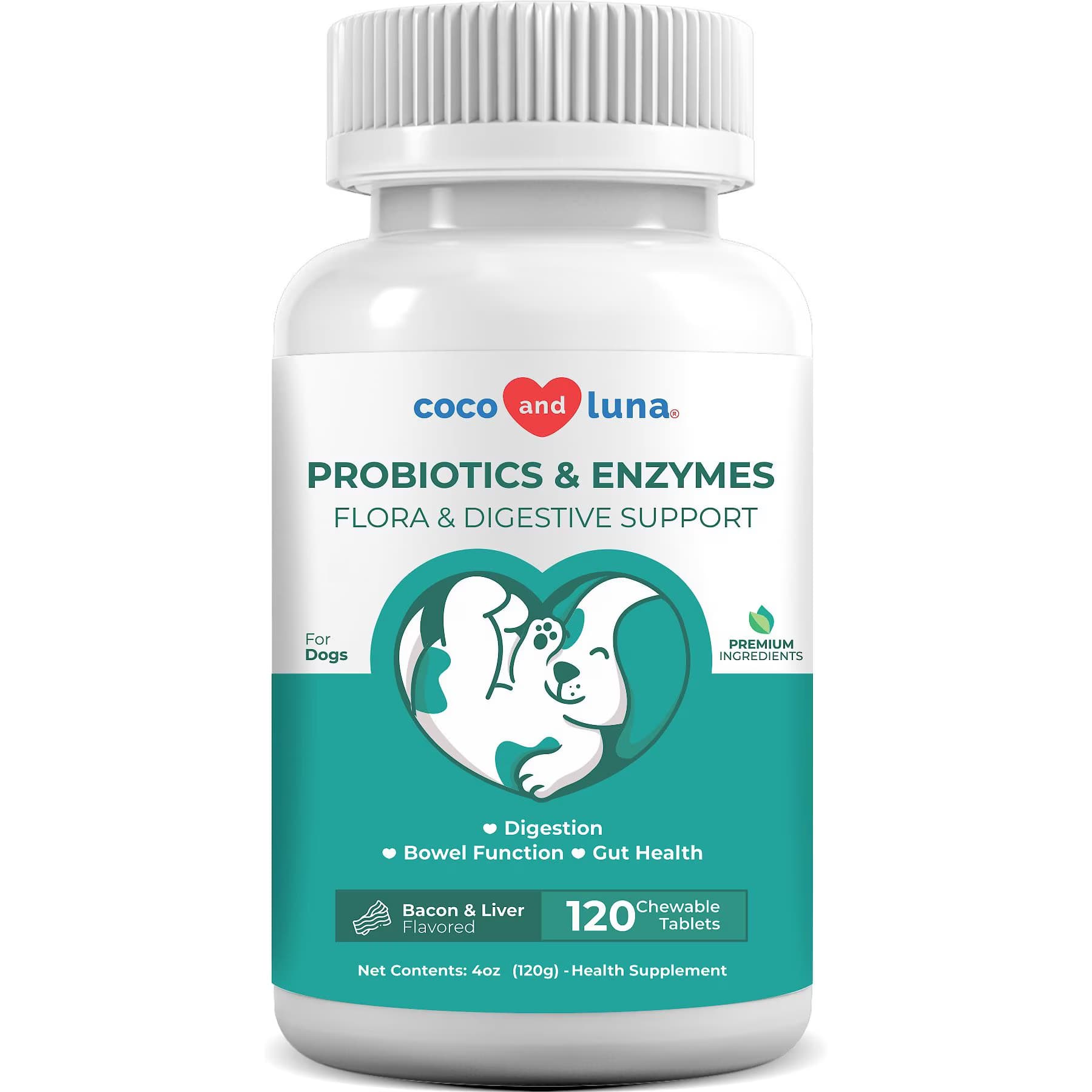 Coco and Luna Coco and Luna Probiotics & Enzymes Bacon & Liver Flavor Dog Supplement