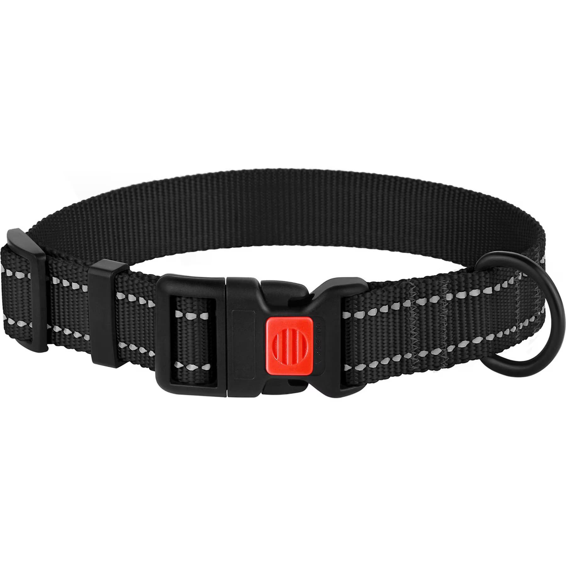 CollarDirect Adjustable Reflective Nylon Dog Collar, Black, X-Small — view 5