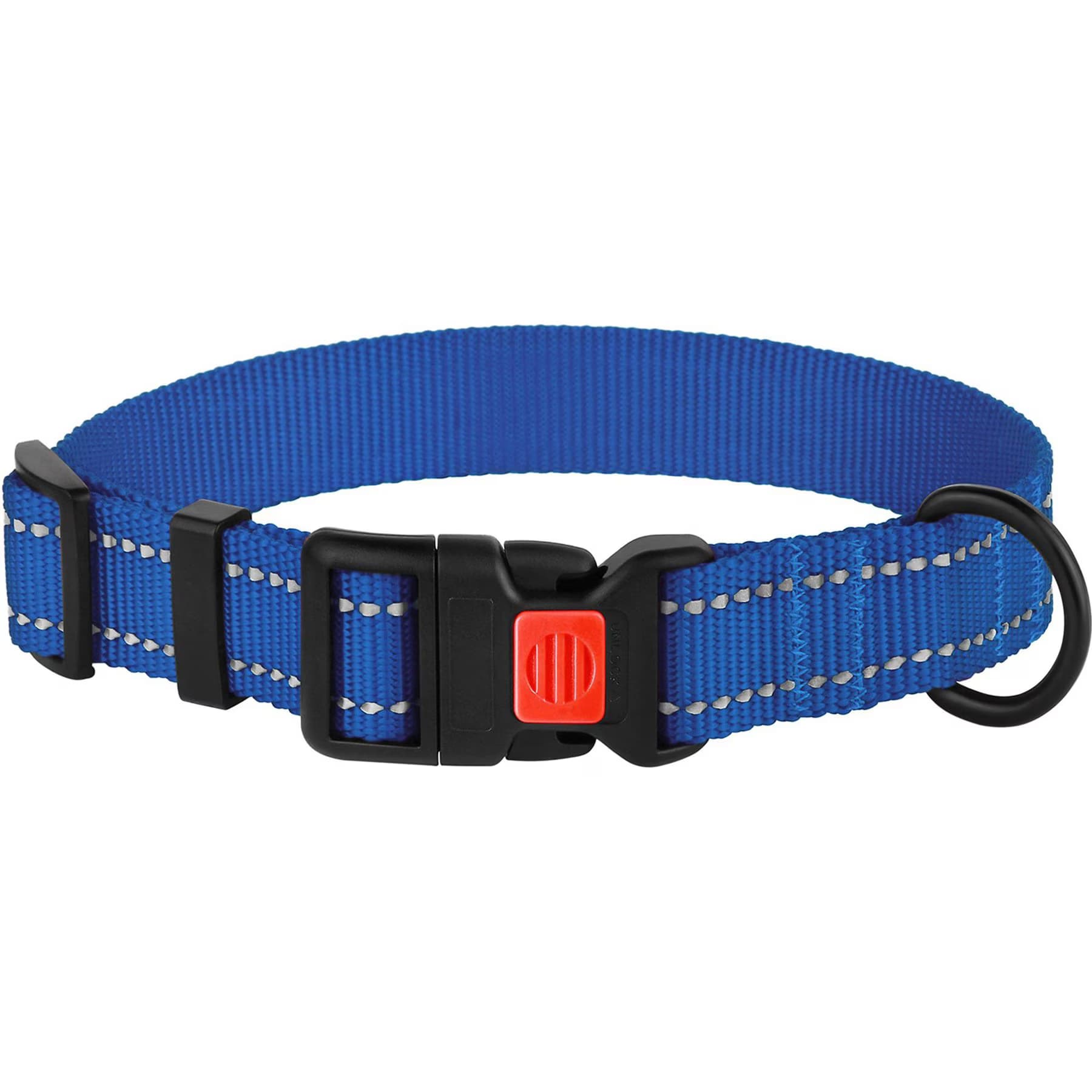 CollarDirect CollarDirect Adjustable Reflective Nylon Dog Collar, Blue, X-Large