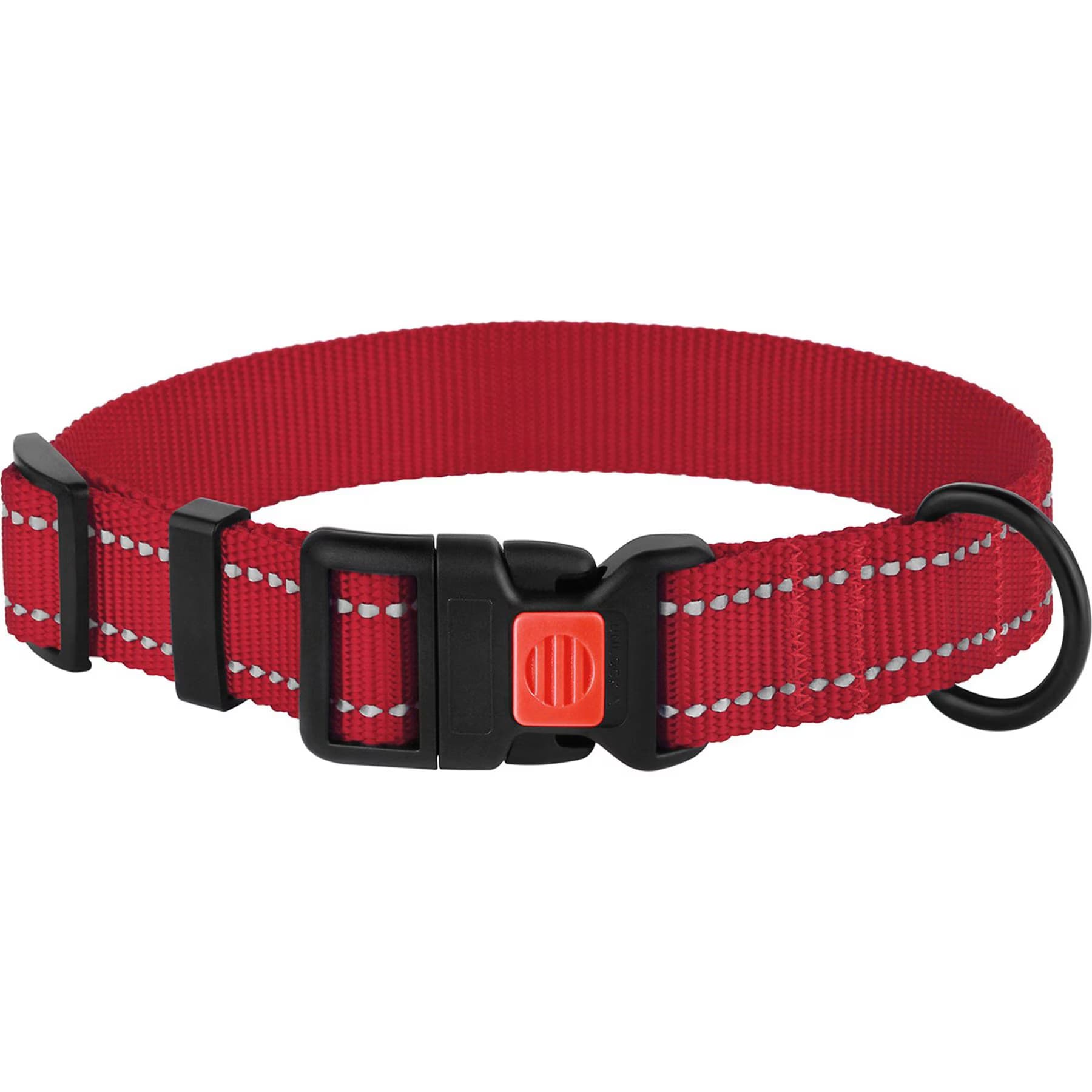 CollarDirect CollarDirect Adjustable Reflective Nylon Dog Collar, Red, X-Small