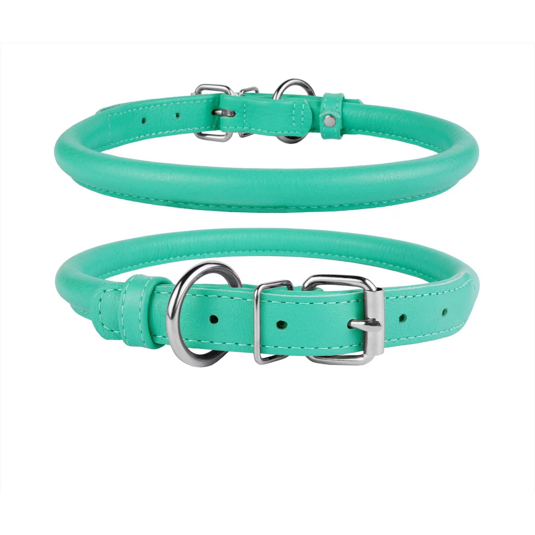 CollarDirect CollarDirect Rolled Leather Dog Collar, Mint Green, XX-Large: 19 to 21-in neck, 9/16-in wide