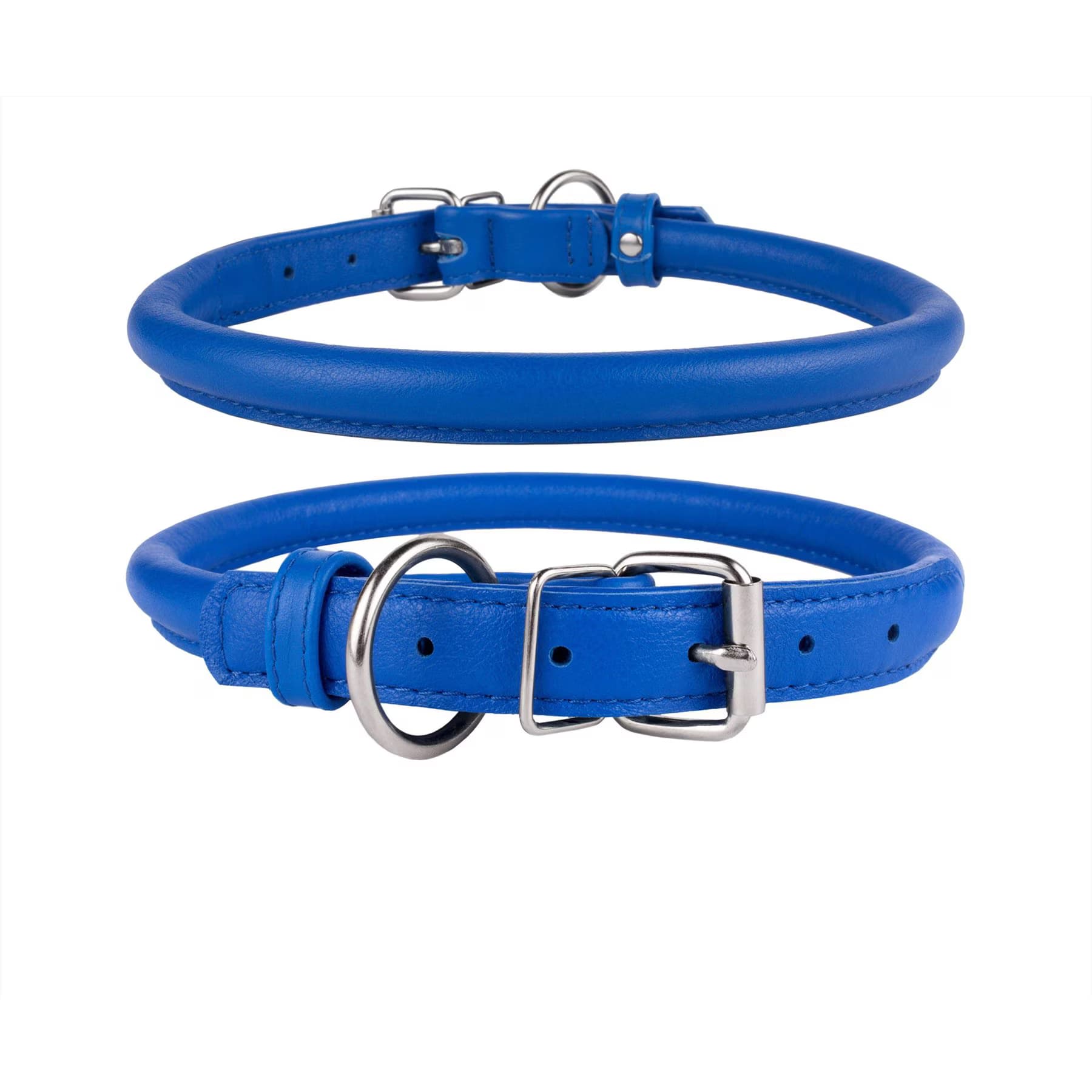 CollarDirect Rolled Leather Dog Collar, Navy Blue, XX-Large: 19 to 21-in neck, 9/16-in wide — view 7