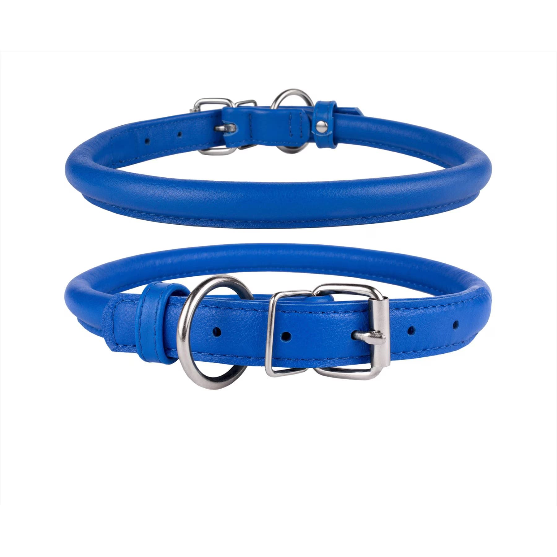 CollarDirect Rolled Leather Dog Collar, Navy Blue, XX-Large: 19 to 21-in neck, 9/16-in wide — view 6