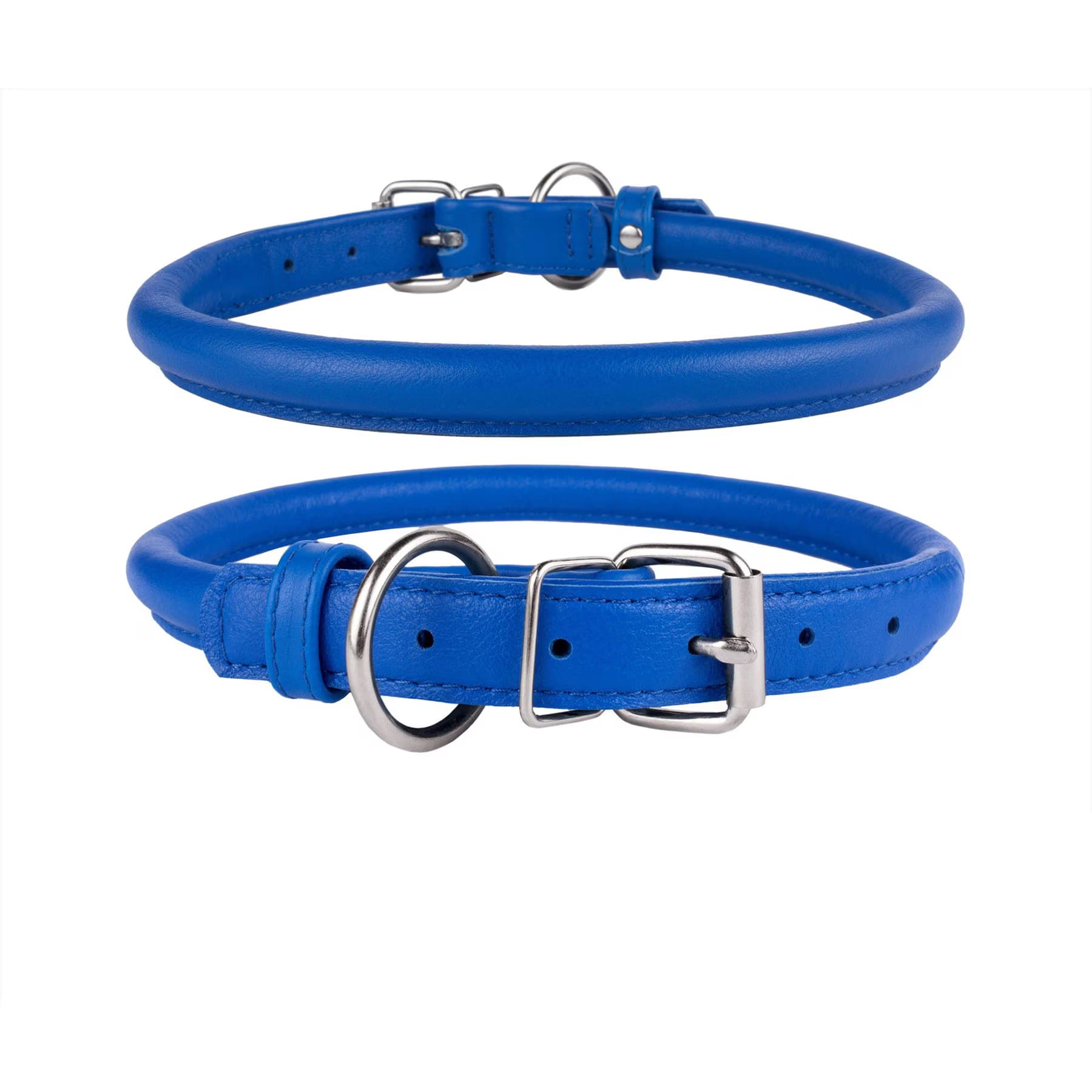 CollarDirect Rolled Leather Dog Collar, Navy Blue, XX-Large: 19 to 21-in neck, 9/16-in wide — view 2