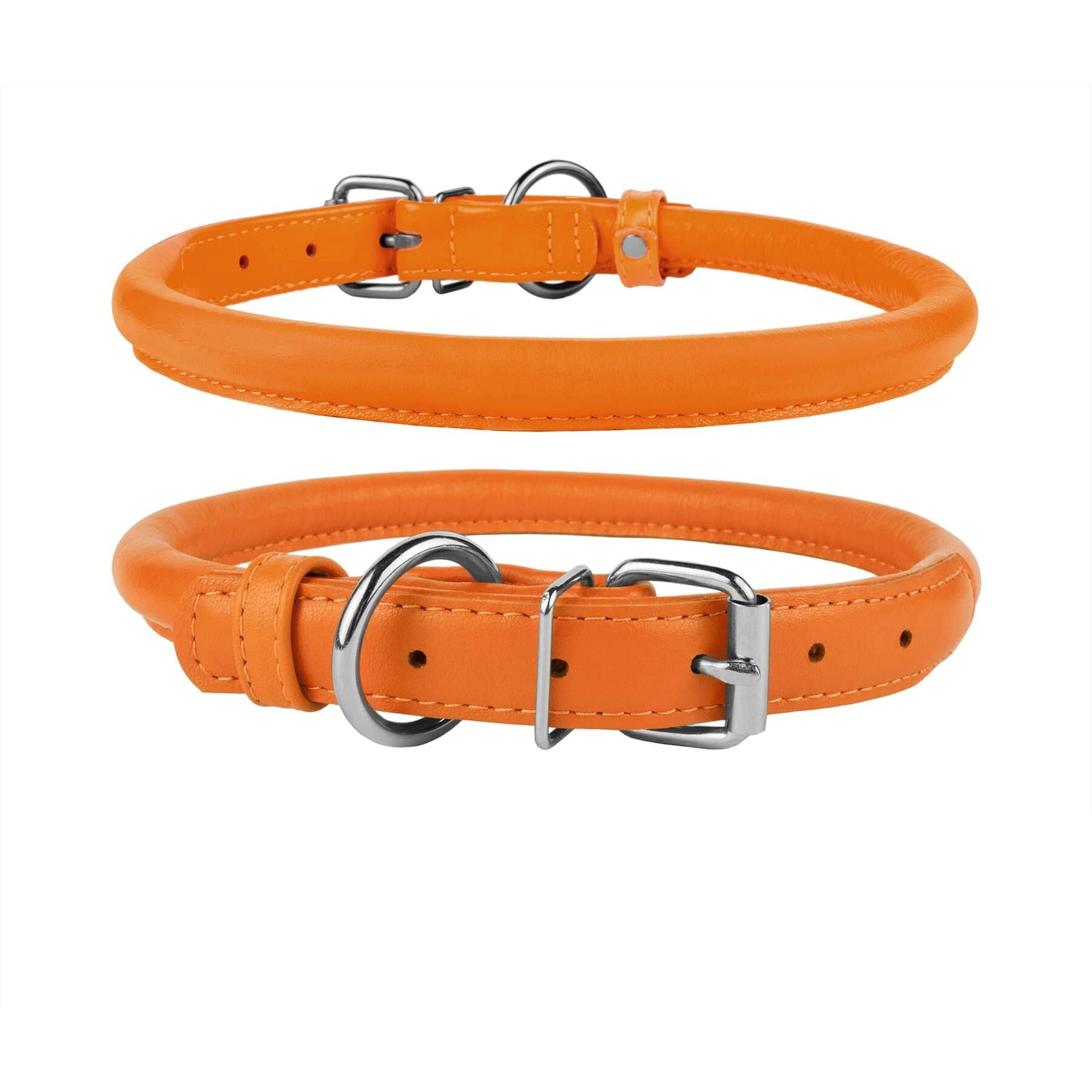 CollarDirect CollarDirect Rolled Leather Dog Collar, Orange, XX-Large: 19 to 21-in neck, 9/16-in wide