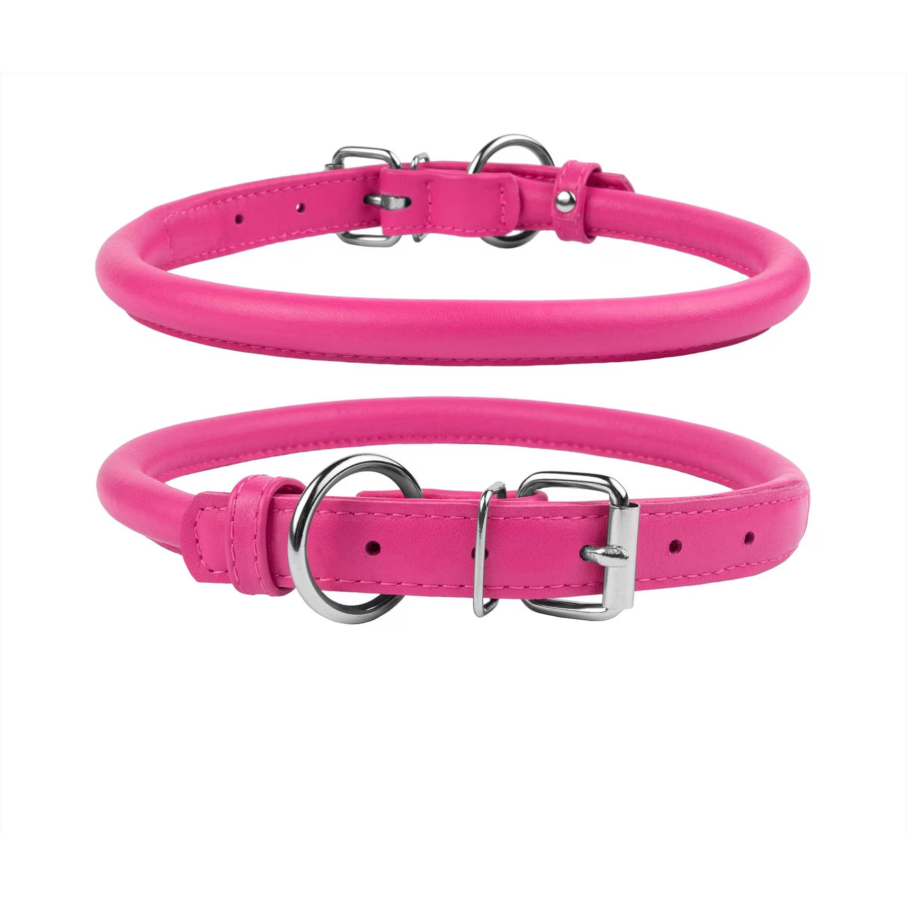 CollarDirect Rolled Leather Dog Collar, Pink, XX-Large: 19 to 21-in neck, 9/16-in wide — view 5