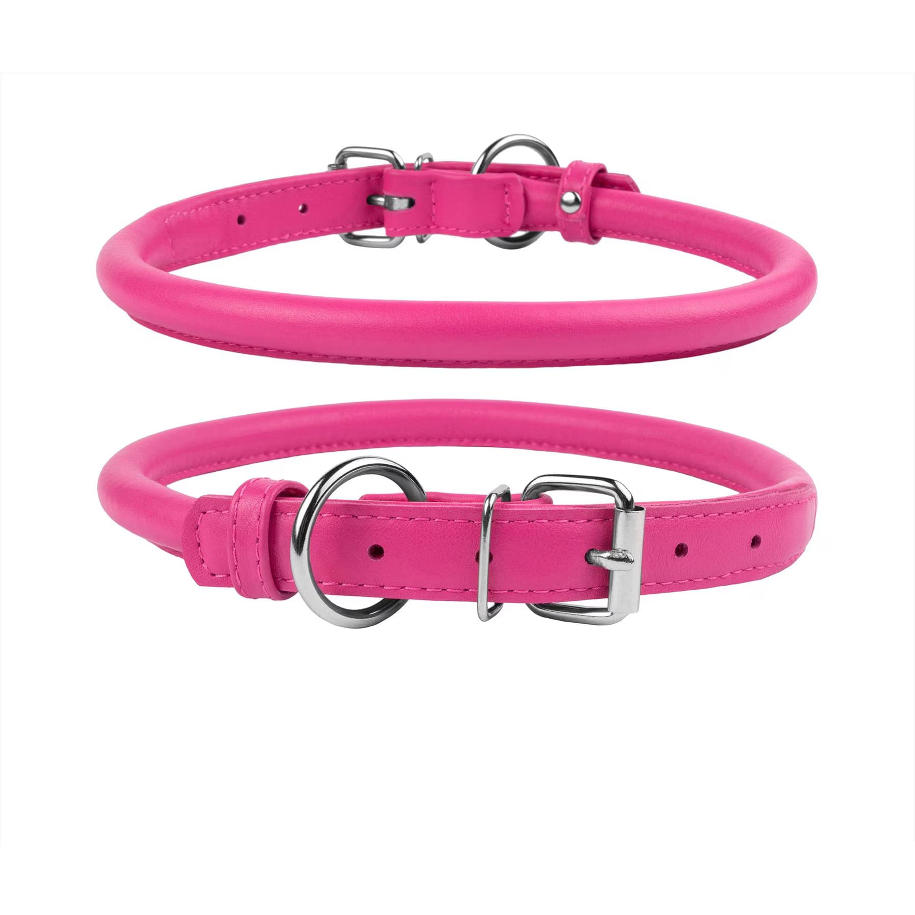 CollarDirect CollarDirect Rolled Leather Dog Collar, Pink, XX-Large: 19 to 21-in neck, 9/16-in wide