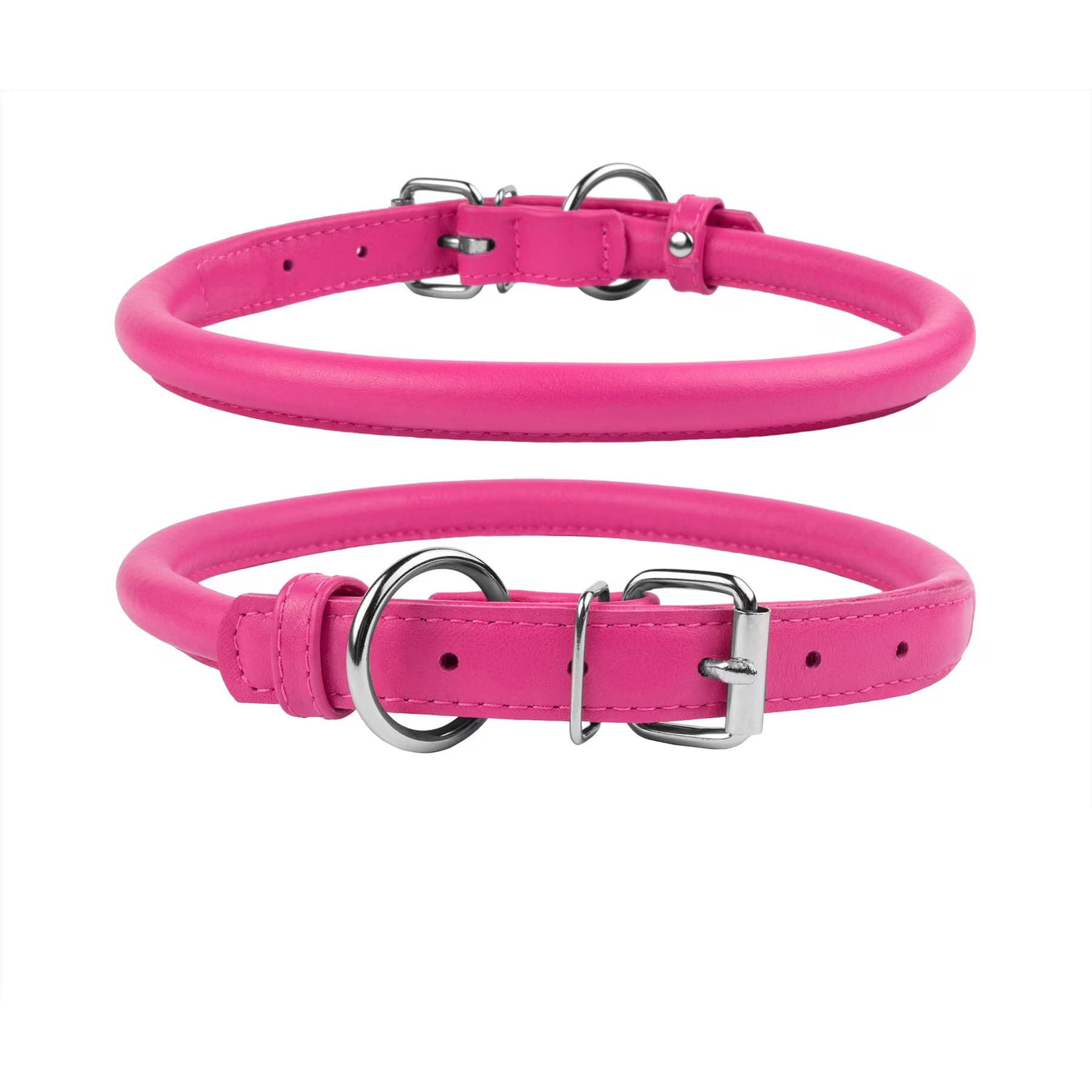 CollarDirect Rolled Leather Dog Collar, Pink, XX-Large: 19 to 21-in neck, 9/16-in wide — view 4