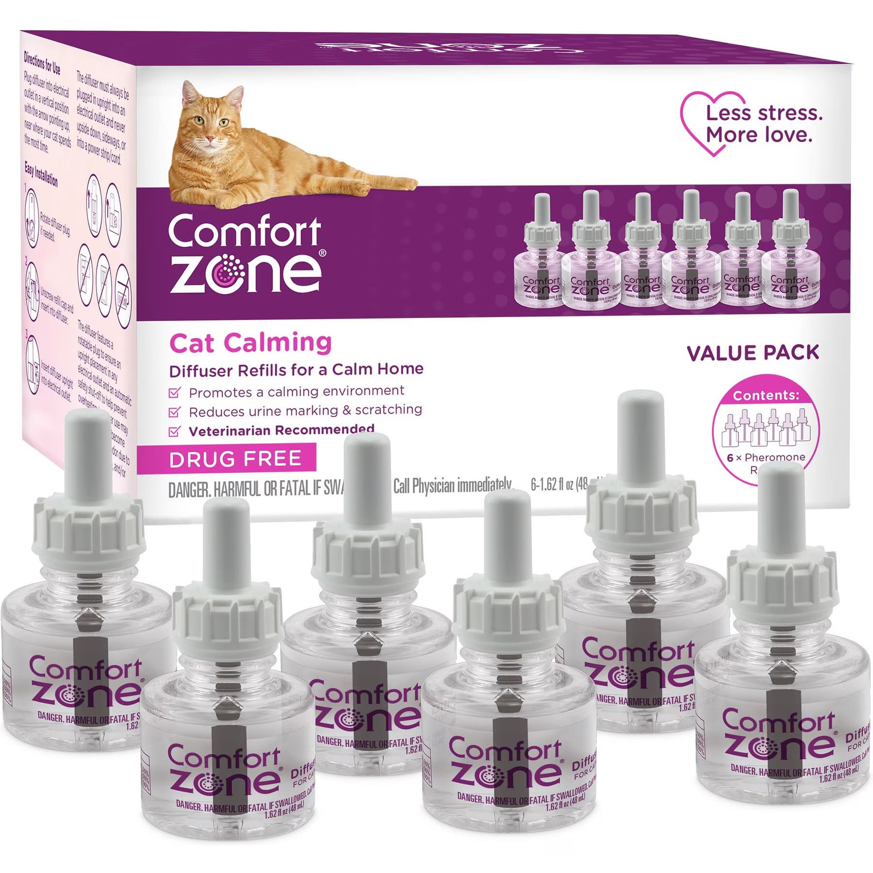Comfort Zone Comfort Zone Calming Pheromone Diffuser Refill for Cats, 30-day