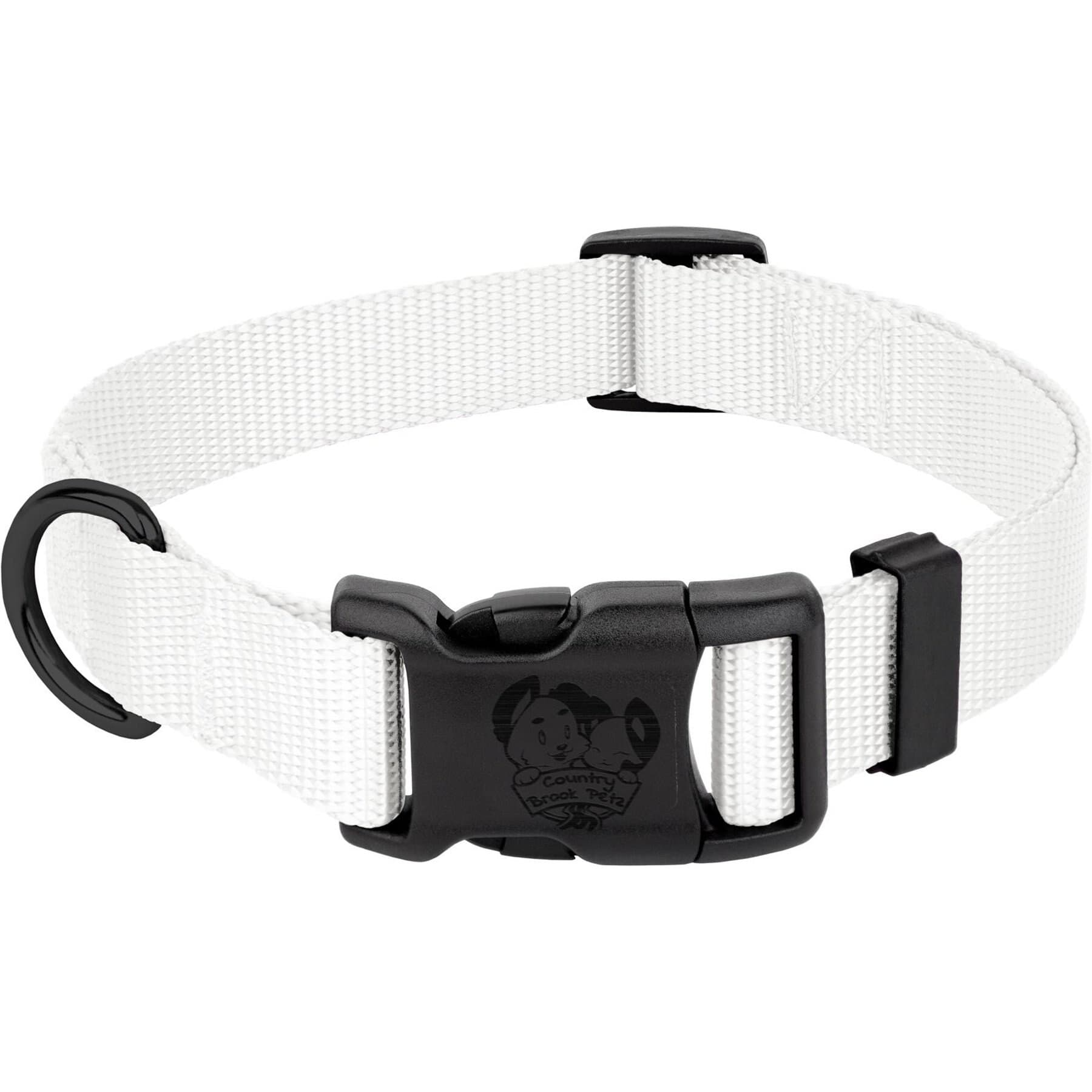 Country Brook Petz Country Brook Petz Everyday Nylon Dog Collar, White, Medium: 13 to 16-in neck, 3/4-in wide