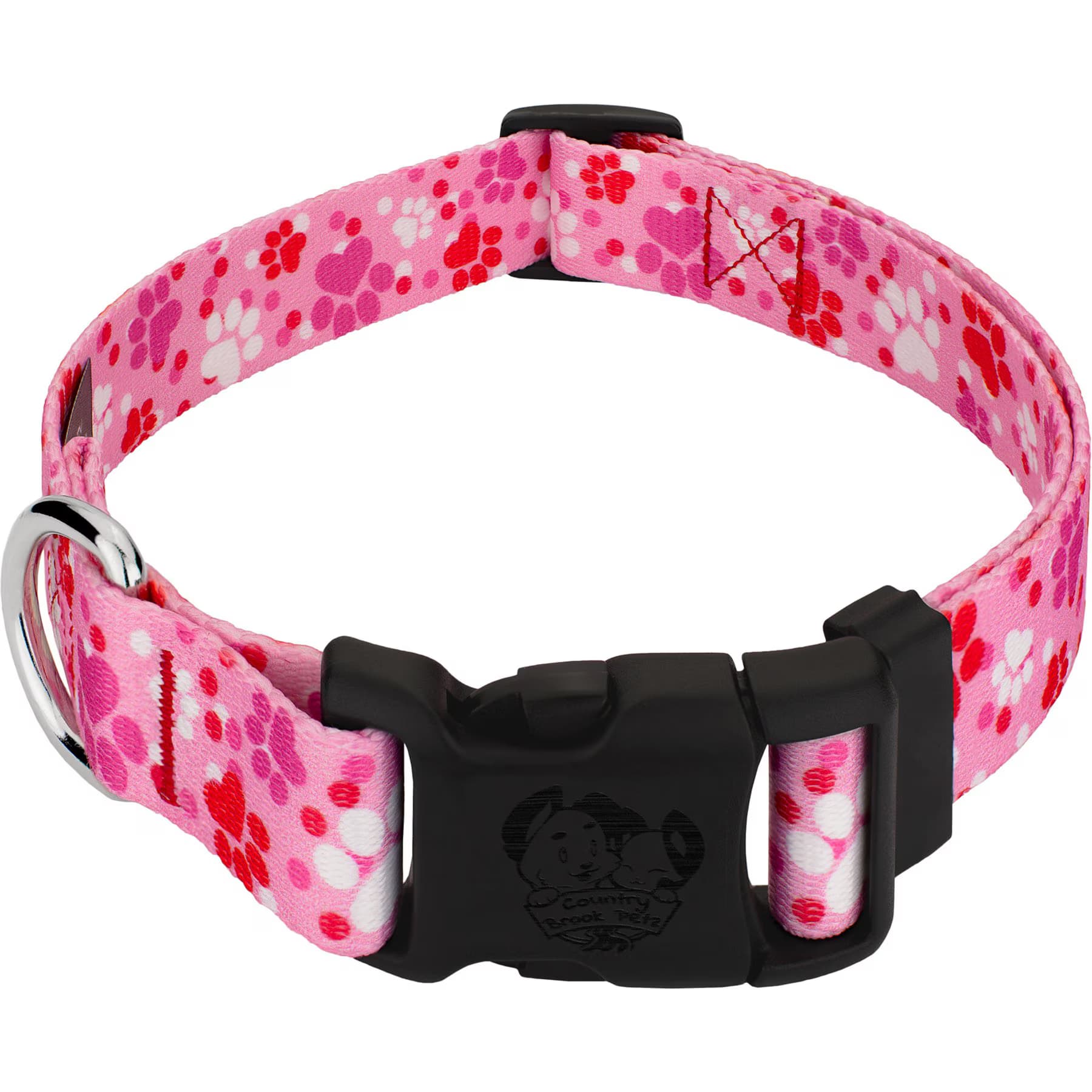 Country Brook Petz Deluxe Puppy Love Dog Collar, Pink, Small: 11 to 13-in neck, 5/18-in wide — view 5