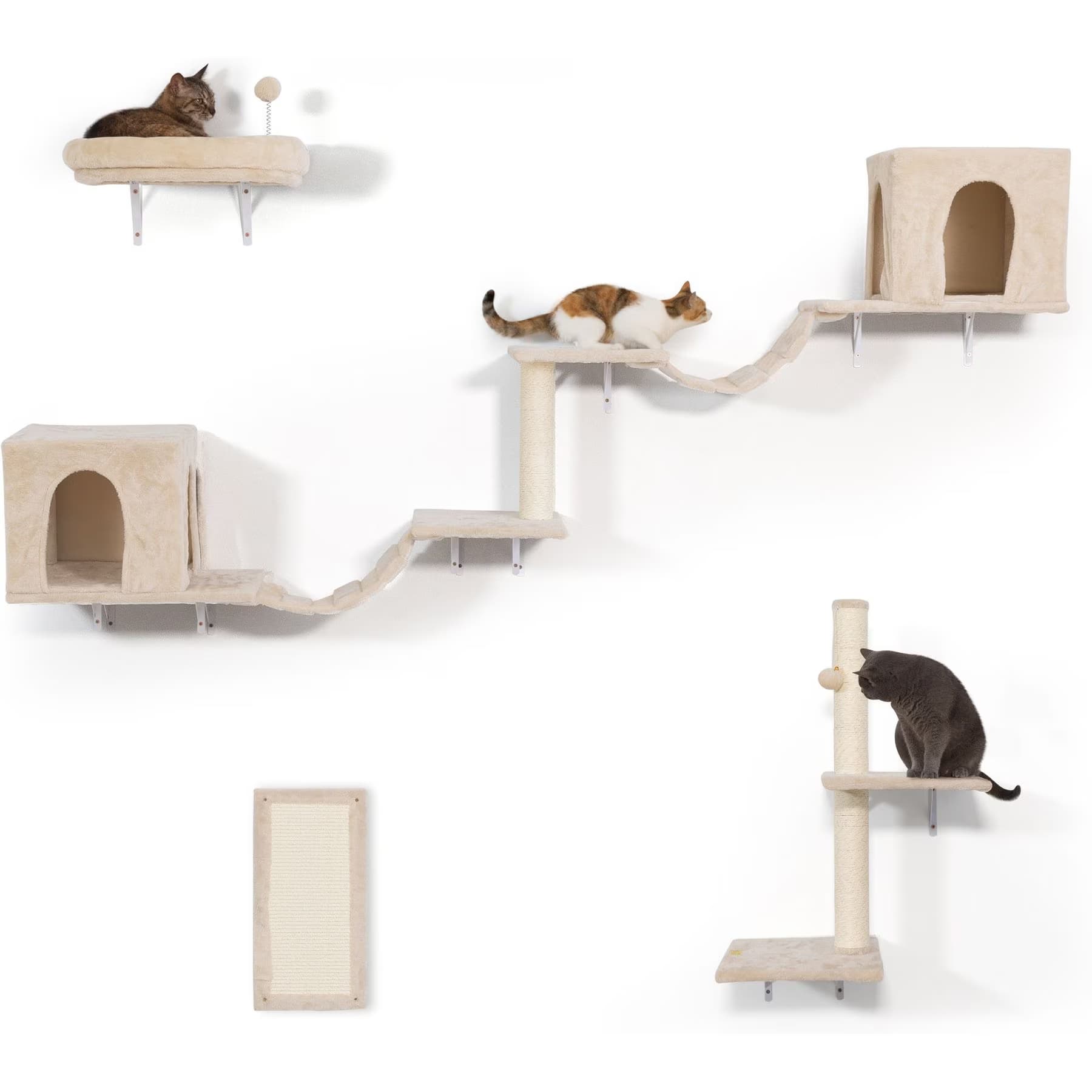 Coziwow Coziwow Wall Mounted Cat Shelves, Beige, Large